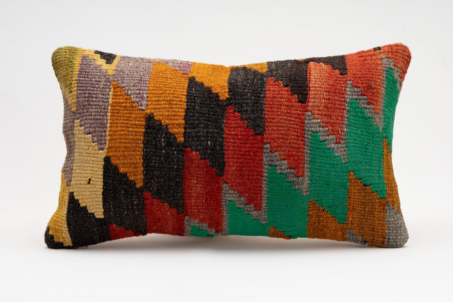 12x20 inches (30x50 cm) Kilim Pillow | KILIM WHOLESALE - Vintage Handmade Pillows - Vintage Handmade Kilim Rugs - It is 100% wool. Artistic and historical rugs. Old handwoven rugs. - Online hand woven rugs and kilim cushions sales. Shipping to a