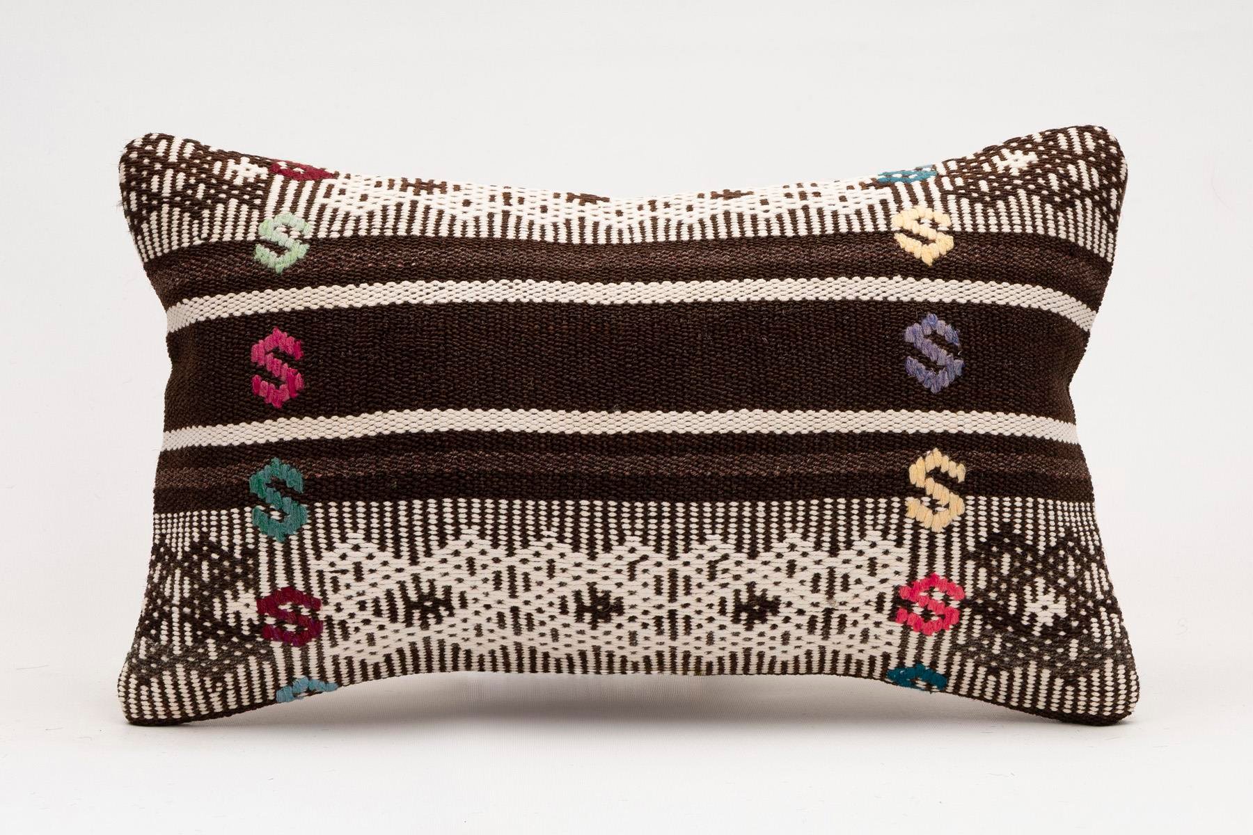 12x20 inches (30x50 cm) Kilim Pillow | KILIM WHOLESALE - Vintage Handmade Pillows - Vintage Handmade Kilim Rugs - It is 100% wool. Artistic and historical rugs. Old handwoven rugs. - Online hand woven rugs and kilim cushions sales. Shipping to a