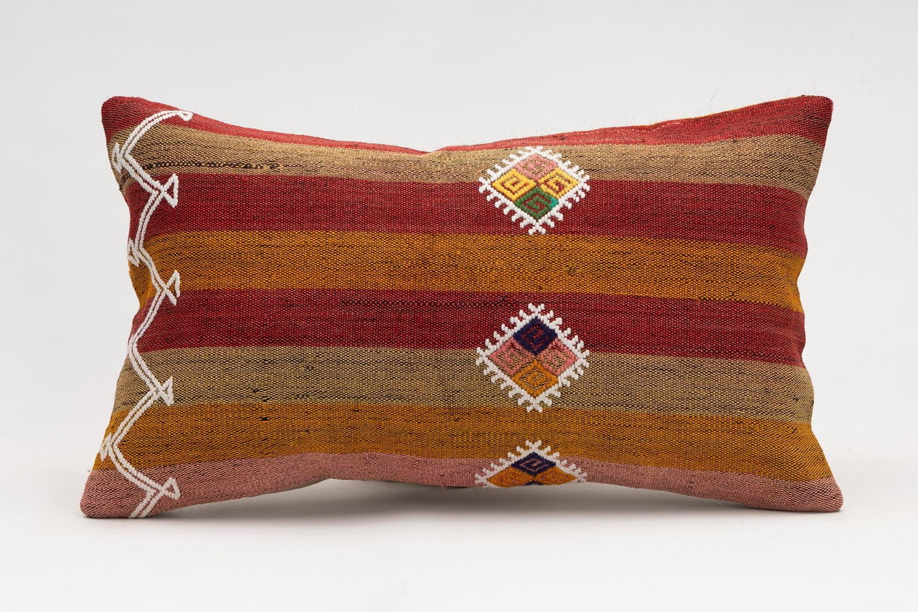 12x20 inches (30x50 cm) Kilim Pillow | KILIM WHOLESALE - Vintage Handmade Pillows - Vintage Handmade Kilim Rugs - It is 100% wool. Artistic and historical rugs. Old handwoven rugs. - Online hand woven rugs and kilim cushions sales. Shipping to a