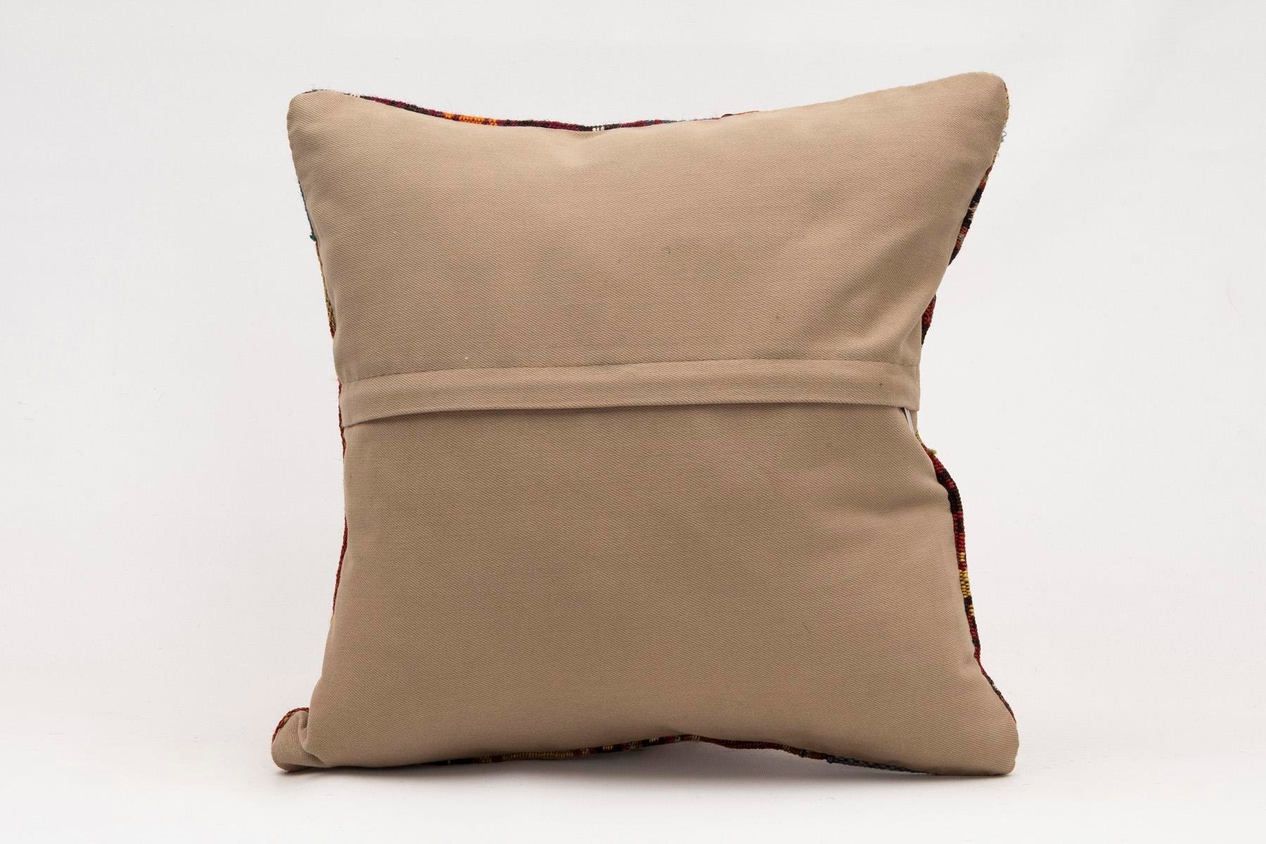 16x16 inches (40x40 cm) Kilim Pillow | KILIM WHOLESALE - Vintage Handmade Pillows - Vintage Handmade Kilim Rugs - It is 100% wool. Artistic and historical rugs. Old handwoven rugs. - Online hand woven rugs and kilim cushions sales. Shipping to a