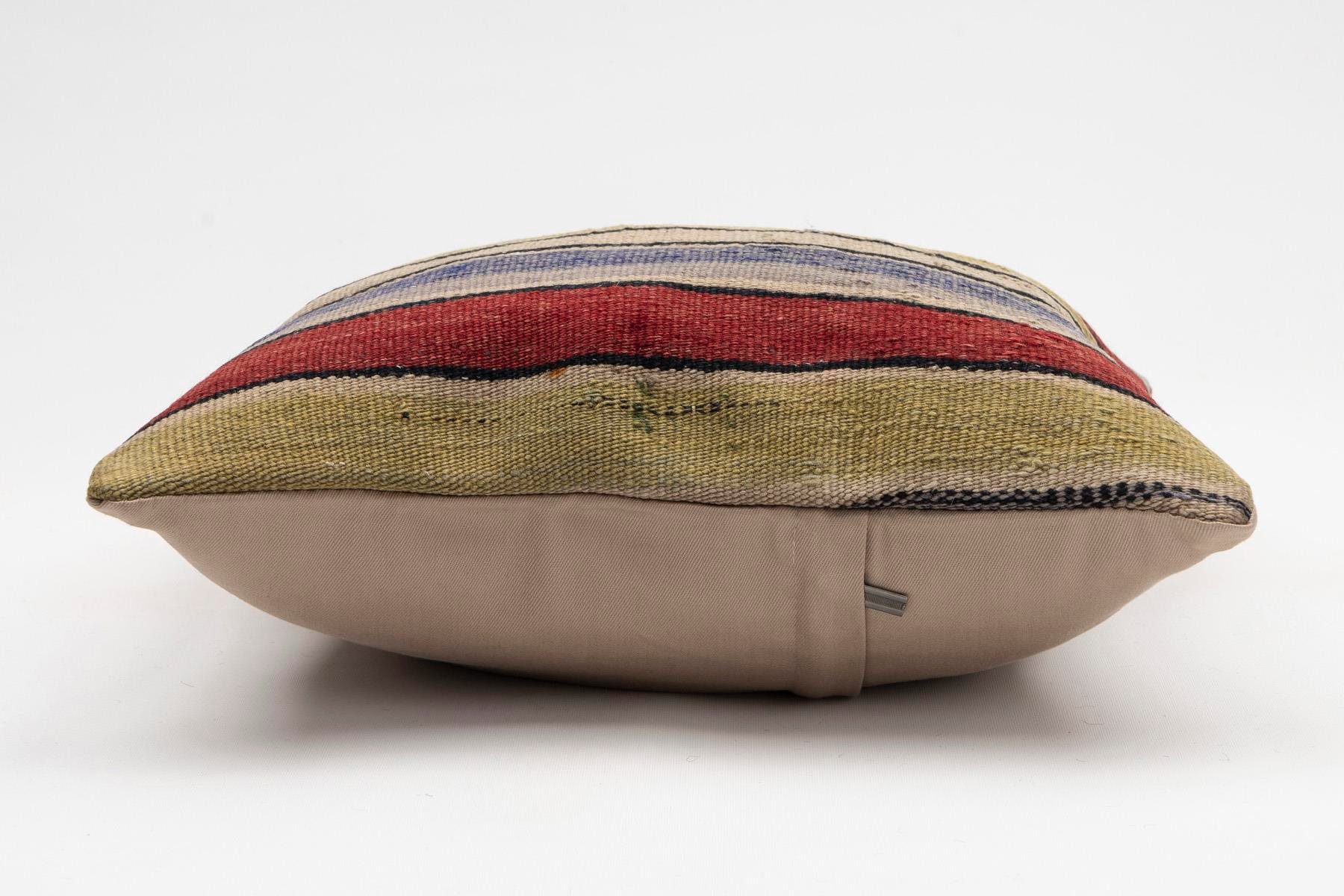 16x16 inches (40x40 cm) Kilim Pillow | KILIM WHOLESALE - Vintage Handmade Pillows - Vintage Handmade Kilim Rugs - It is 100% wool. Artistic and historical rugs. Old handwoven rugs. - Online hand woven rugs and kilim cushions sales. Shipping to a