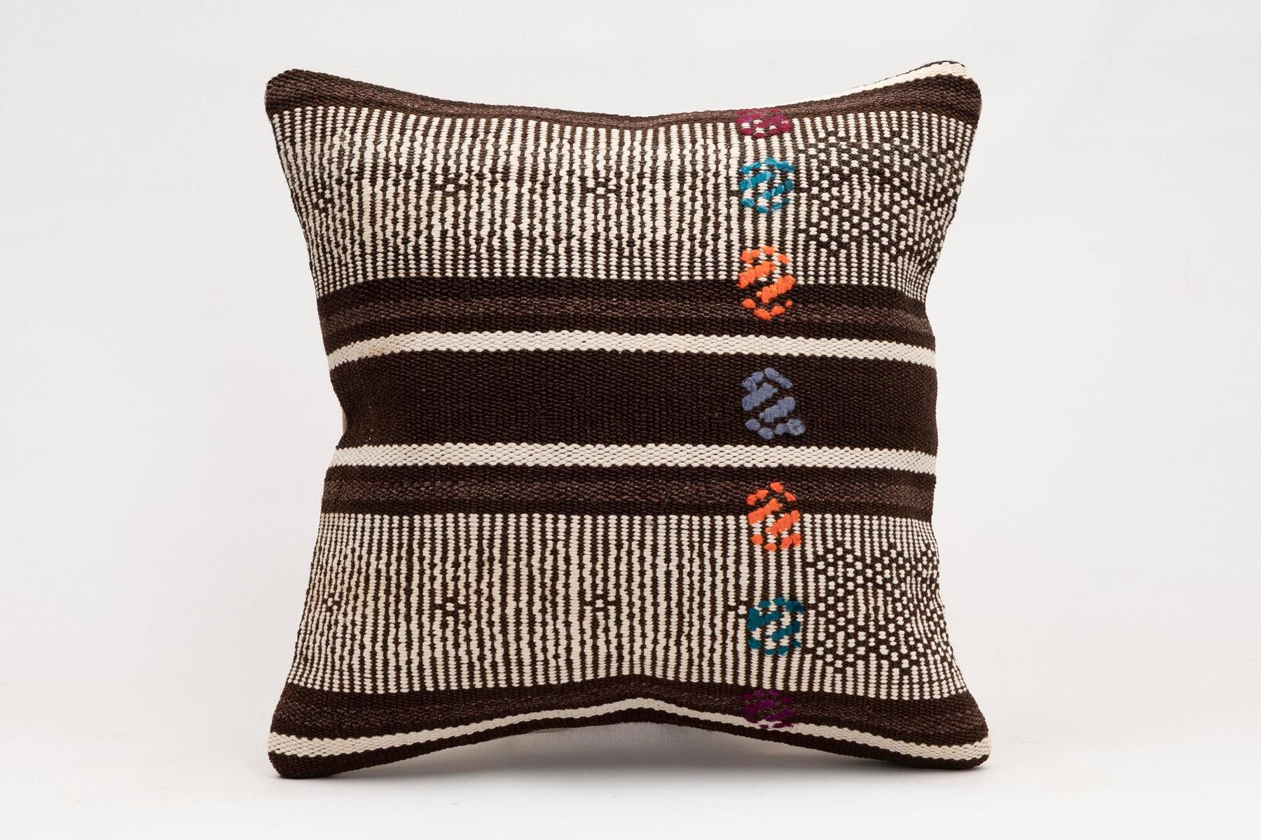 16x16 inches (40x40 cm) Kilim Pillow | KILIM WHOLESALE - Vintage Handmade Pillows - Vintage Handmade Kilim Rugs - It is 100% wool. Artistic and historical rugs. Old handwoven rugs. - Online hand woven rugs and kilim cushions sales. Shipping to a