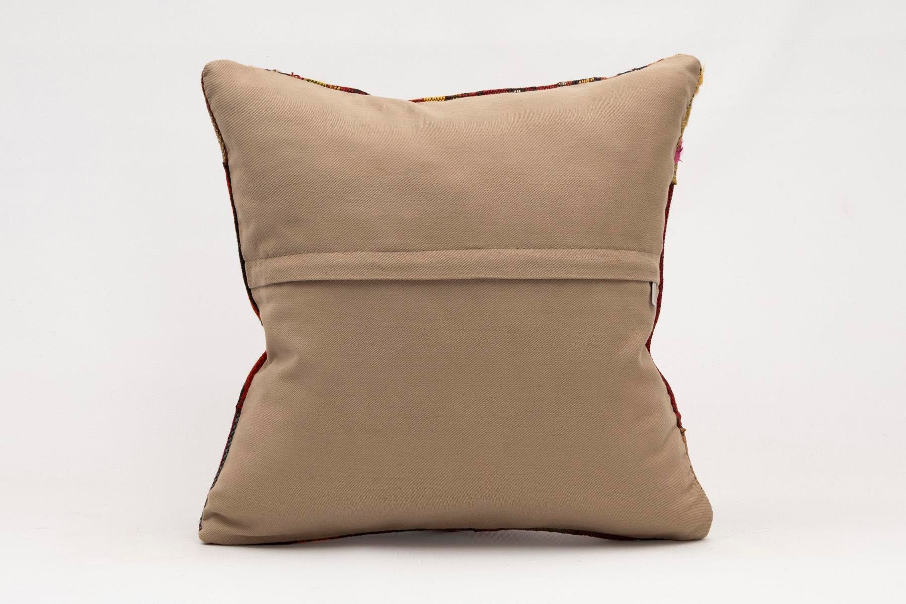 16x16 inches (40x40 cm) Kilim Pillow | KILIM WHOLESALE - Vintage Handmade Pillows - Vintage Handmade Kilim Rugs - It is 100% wool. Artistic and historical rugs. Old handwoven rugs. - Online hand woven rugs and kilim cushions sales. Shipping to a