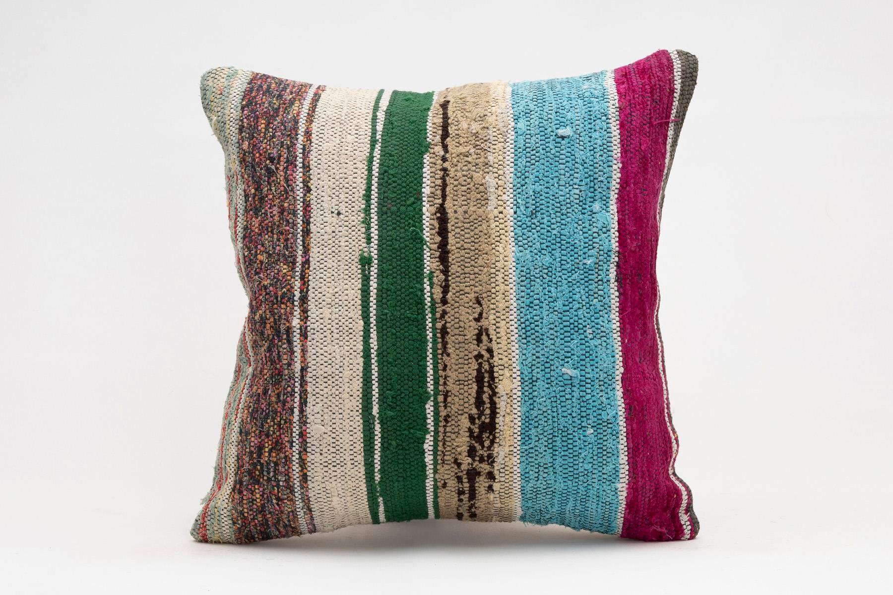 16x16 inches (40x40 cm) Kilim Pillow | KILIM WHOLESALE - Vintage Handmade Pillows - Vintage Handmade Kilim Rugs - It is 100% wool. Artistic and historical rugs. Old handwoven rugs. - Online hand woven rugs and kilim cushions sales. Shipping to a