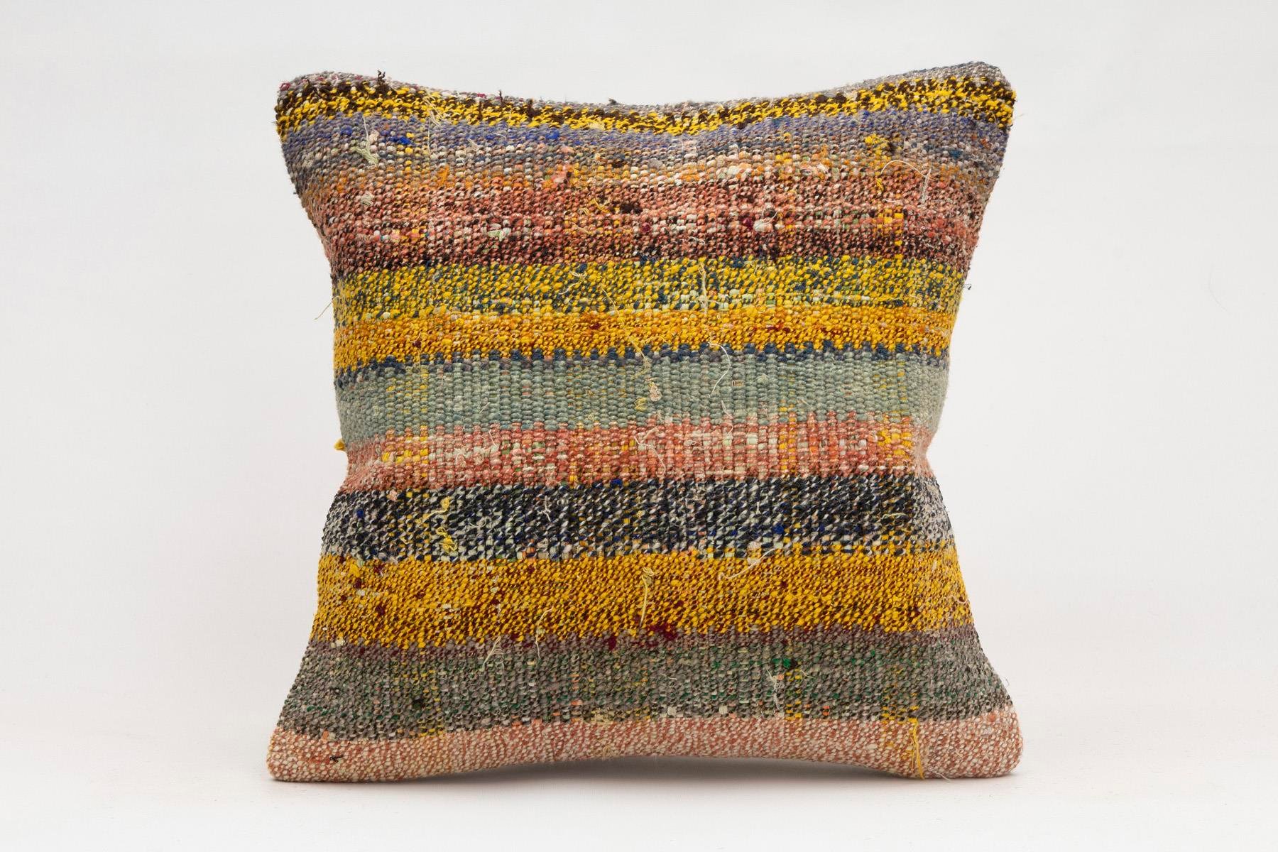 16x16 inches (40x40 cm) Kilim Pillow | KILIM WHOLESALE - Vintage Handmade Pillows - Vintage Handmade Kilim Rugs - It is 100% wool. Artistic and historical rugs. Old handwoven rugs. - Online hand woven rugs and kilim cushions sales. Shipping to a