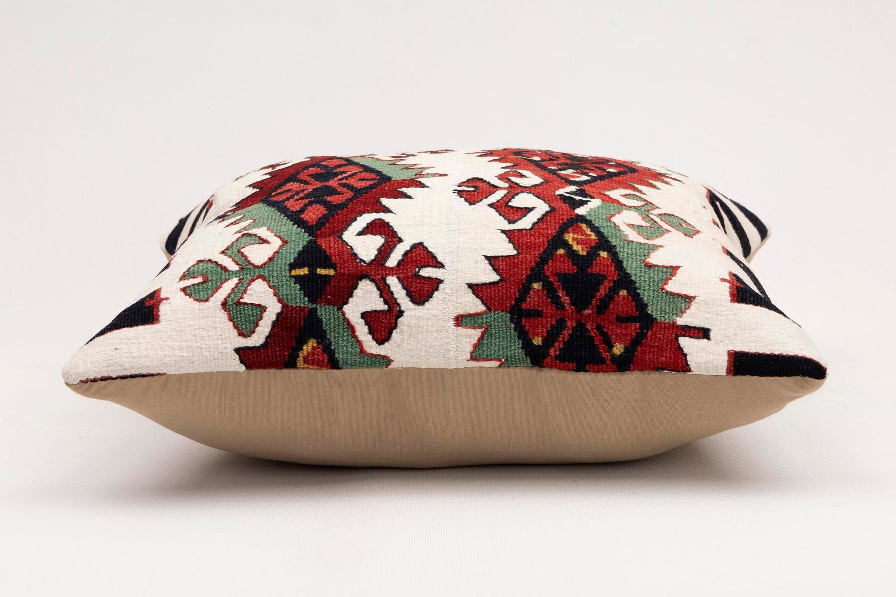 16x16 inches (40x40 cm) Kilim Pillow | KILIM WHOLESALE - Vintage Handmade Pillows - Vintage Handmade Kilim Rugs - It is 100% wool. Artistic and historical rugs. Old handwoven rugs. - Online hand woven rugs and kilim cushions sales. Shipping to a