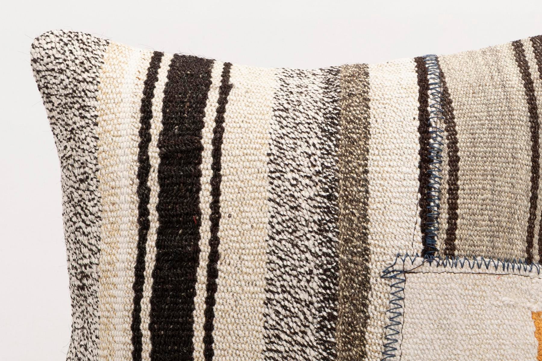 16x16 inches (40x40 cm) Kilim Pillow | KILIM WHOLESALE - Vintage Handmade Pillows - Vintage Handmade Kilim Rugs - It is 100% wool. Artistic and historical rugs. Old handwoven rugs. - Online hand woven rugs and kilim cushions sales. Shipping to a