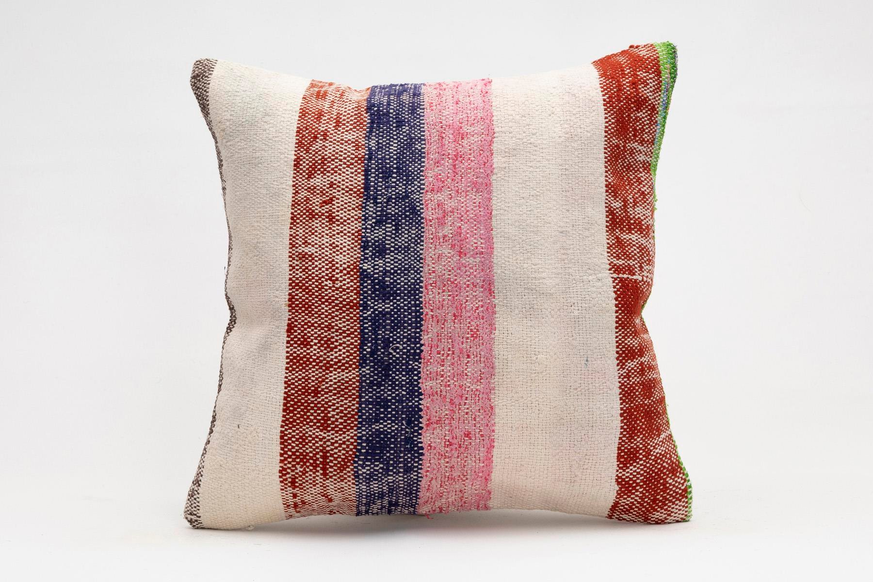 16x16 inches (40x40 cm) Kilim Pillow | KILIM WHOLESALE - Vintage Handmade Pillows - Vintage Handmade Kilim Rugs - It is 100% wool. Artistic and historical rugs. Old handwoven rugs. - Online hand woven rugs and kilim cushions sales. Shipping to a