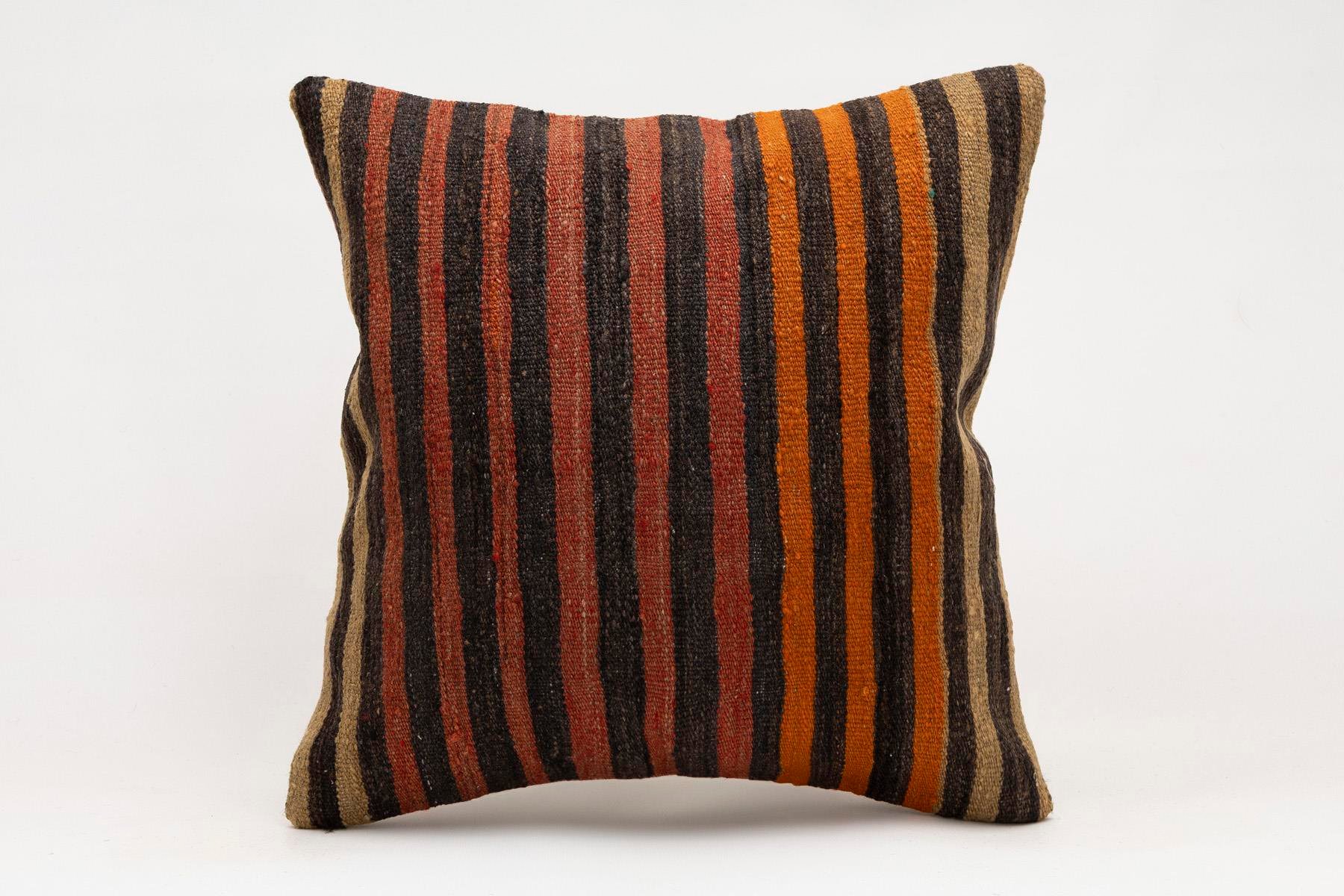 16x16 inches (40x40 cm) Kilim Pillow | KILIM WHOLESALE - Vintage Handmade Pillows - Vintage Handmade Kilim Rugs - It is 100% wool. Artistic and historical rugs. Old handwoven rugs. - Online hand woven rugs and kilim cushions sales. Shipping to a