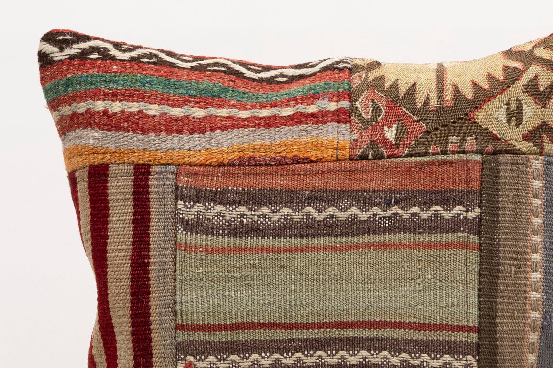 16x16 inches (40x40 cm) Kilim Pillow | KILIM WHOLESALE - Vintage Handmade Pillows - Vintage Handmade Kilim Rugs - It is 100% wool. Artistic and historical rugs. Old handwoven rugs. - Online hand woven rugs and kilim cushions sales. Shipping to a