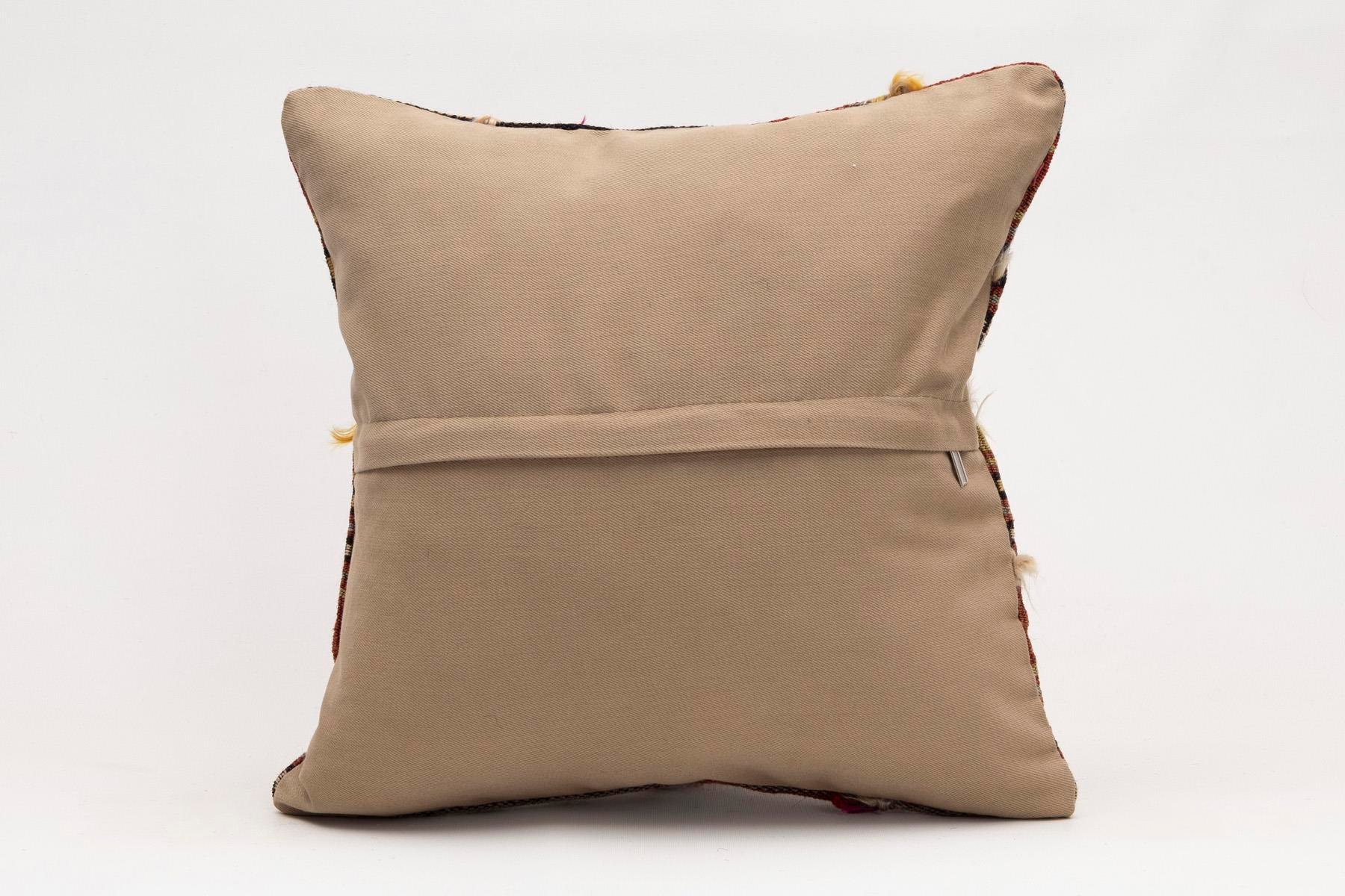 16x16 inches (40x40 cm) Kilim Pillow | KILIM WHOLESALE - Vintage Handmade Pillows - Vintage Handmade Kilim Rugs - It is 100% wool. Artistic and historical rugs. Old handwoven rugs. - Online hand woven rugs and kilim cushions sales. Shipping to a