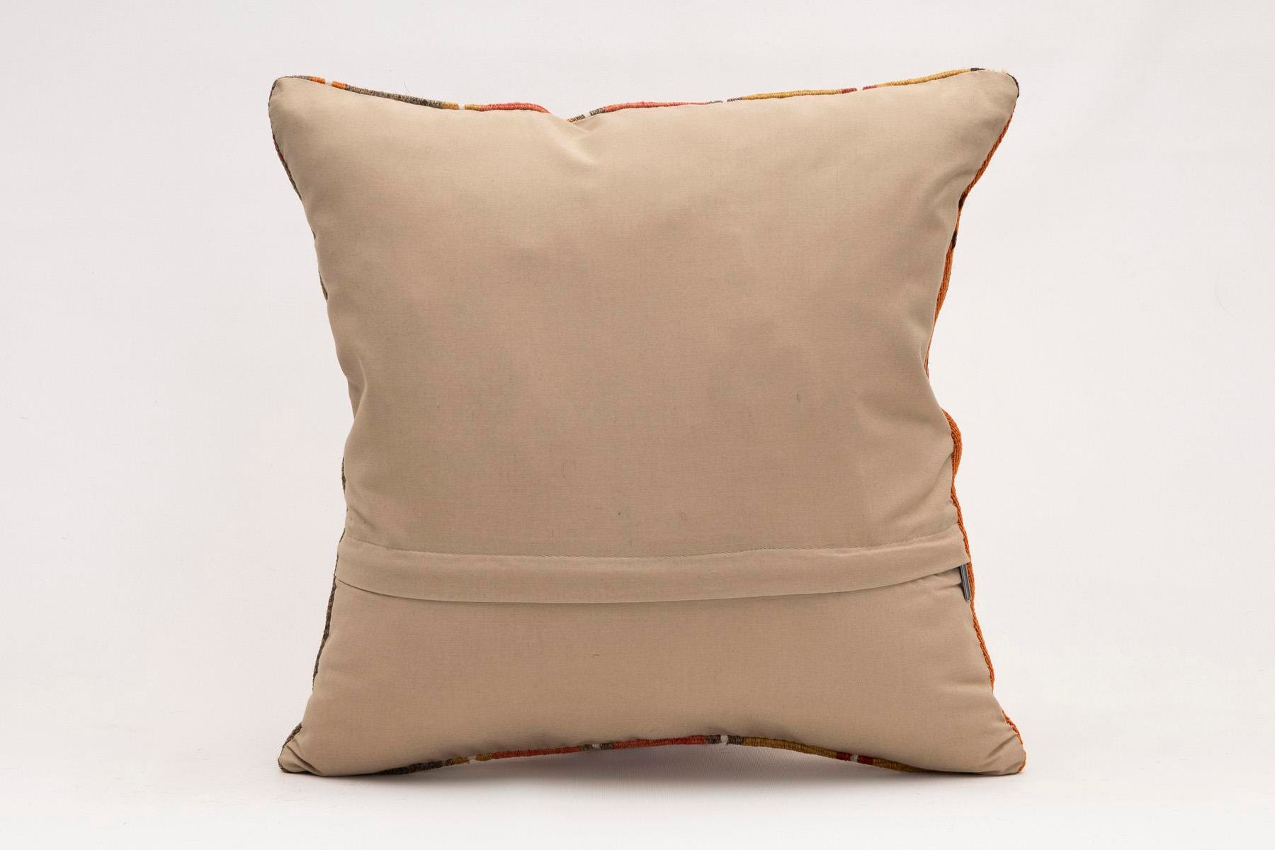 16x16 inches (40x40 cm) Kilim Pillow | KILIM WHOLESALE - Vintage Handmade Pillows - Vintage Handmade Kilim Rugs - It is 100% wool. Artistic and historical rugs. Old handwoven rugs. - Online hand woven rugs and kilim cushions sales. Shipping to a