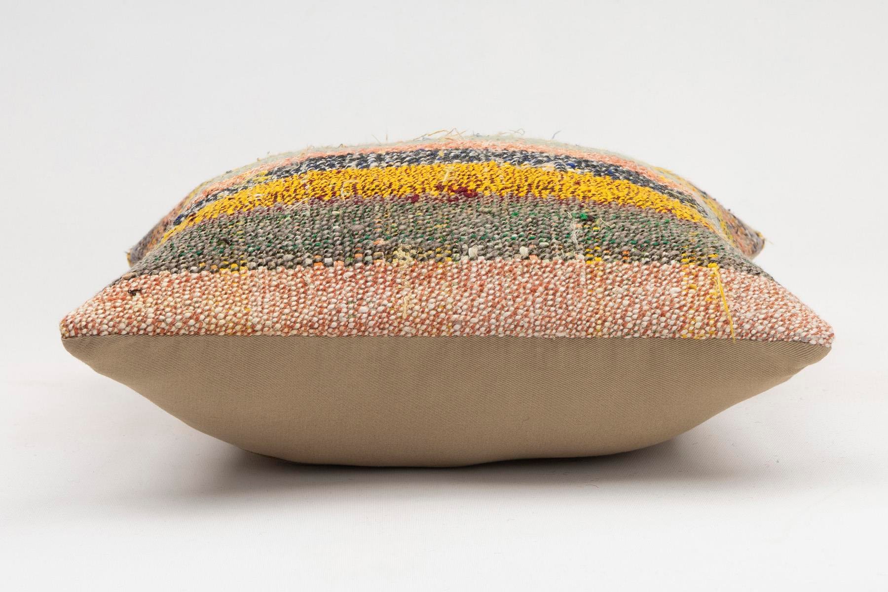 16x16 inches (40x40 cm) Kilim Pillow | KILIM WHOLESALE - Vintage Handmade Pillows - Vintage Handmade Kilim Rugs - It is 100% wool. Artistic and historical rugs. Old handwoven rugs. - Online hand woven rugs and kilim cushions sales. Shipping to a