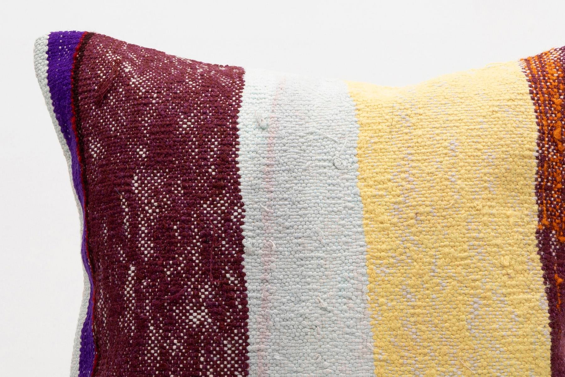 16x16 inches (40x40 cm) Kilim Pillow | KILIM WHOLESALE - Vintage Handmade Pillows - Vintage Handmade Kilim Rugs - It is 100% wool. Artistic and historical rugs. Old handwoven rugs. - Online hand woven rugs and kilim cushions sales. Shipping to a