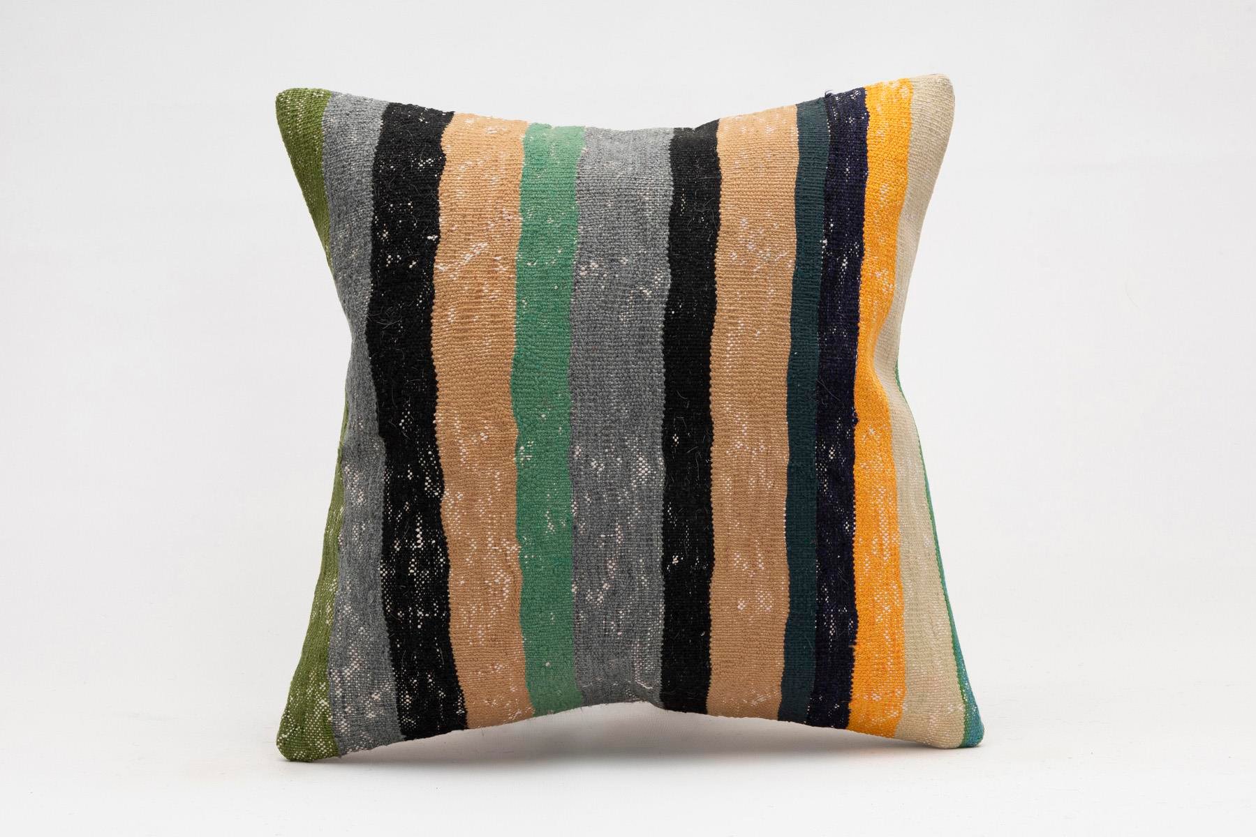 16x16 inches (40x40 cm) Kilim Pillow | KILIM WHOLESALE - Vintage Handmade Pillows - Vintage Handmade Kilim Rugs - It is 100% wool. Artistic and historical rugs. Old handwoven rugs. - Online hand woven rugs and kilim cushions sales. Shipping to a