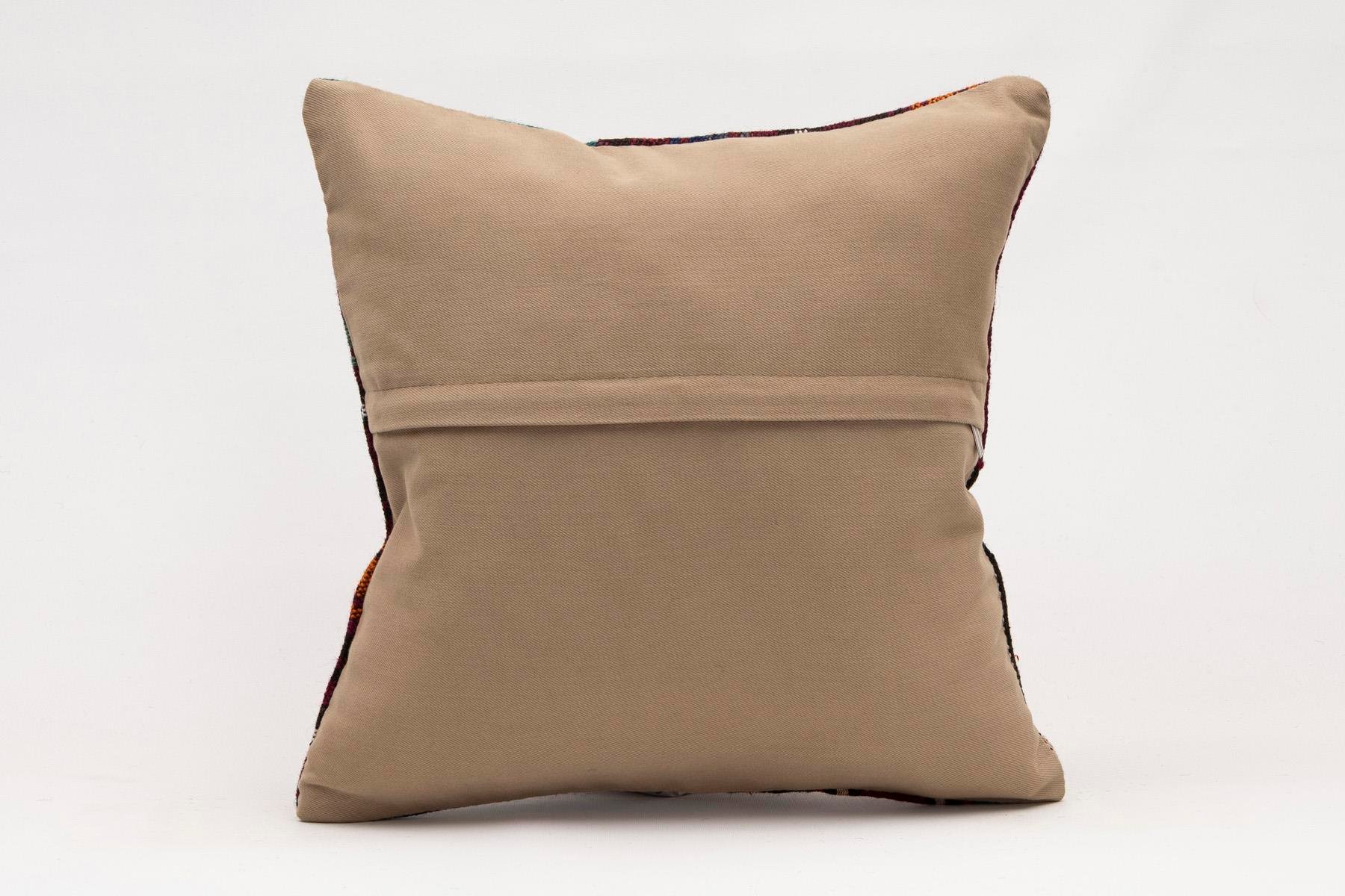 16x16 inches (40x40 cm) Kilim Pillow | KILIM WHOLESALE - Vintage Handmade Pillows - Vintage Handmade Kilim Rugs - It is 100% wool. Artistic and historical rugs. Old handwoven rugs. - Online hand woven rugs and kilim cushions sales. Shipping to a