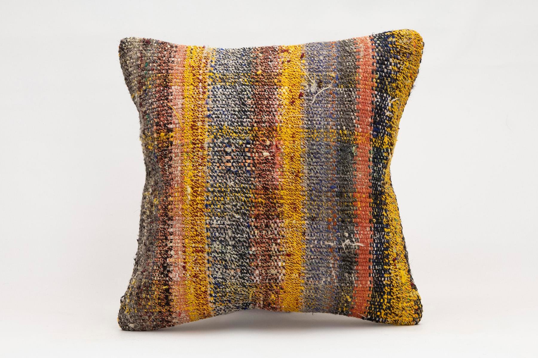 16x16 inches (40x40 cm) Kilim Pillow | KILIM WHOLESALE - Vintage Handmade Pillows - Vintage Handmade Kilim Rugs - It is 100% wool. Artistic and historical rugs. Old handwoven rugs. - Online hand woven rugs and kilim cushions sales. Shipping to a