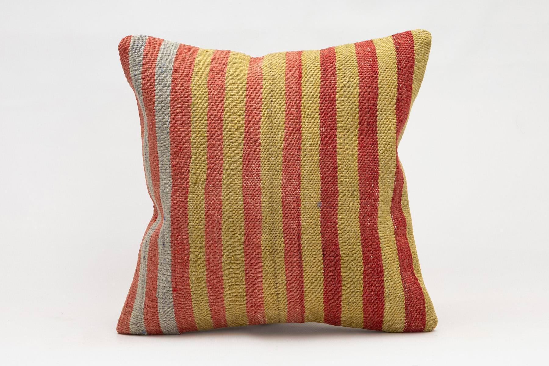 16x16 inches (40x40 cm) Kilim Pillow | KILIM WHOLESALE - Vintage Handmade Pillows - Vintage Handmade Kilim Rugs - It is 100% wool. Artistic and historical rugs. Old handwoven rugs. - Online hand woven rugs and kilim cushions sales. Shipping to a