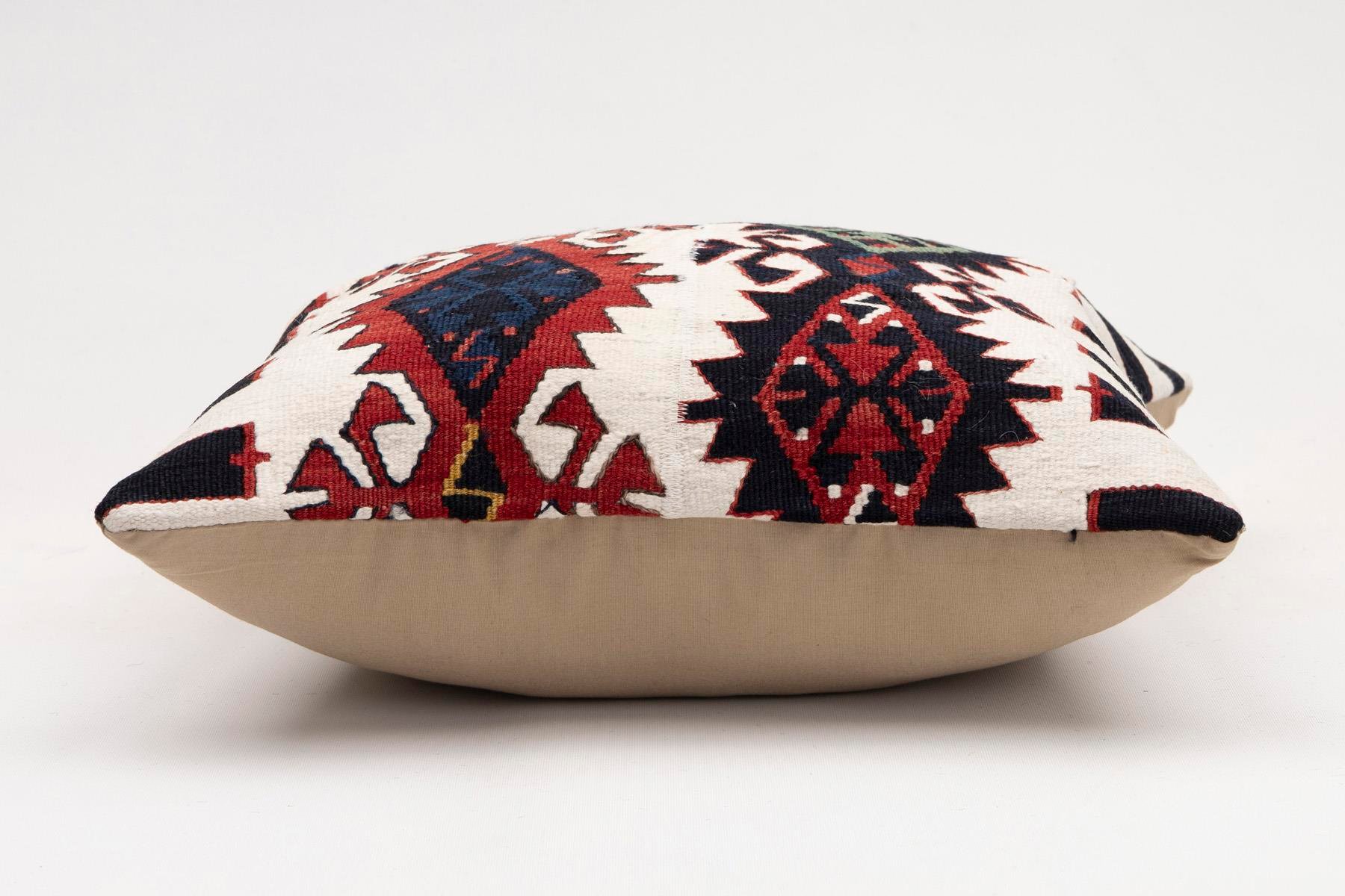 16x16 inches (40x40 cm) Kilim Pillow | KILIM WHOLESALE - Vintage Handmade Pillows - Vintage Handmade Kilim Rugs - It is 100% wool. Artistic and historical rugs. Old handwoven rugs. - Online hand woven rugs and kilim cushions sales. Shipping to a