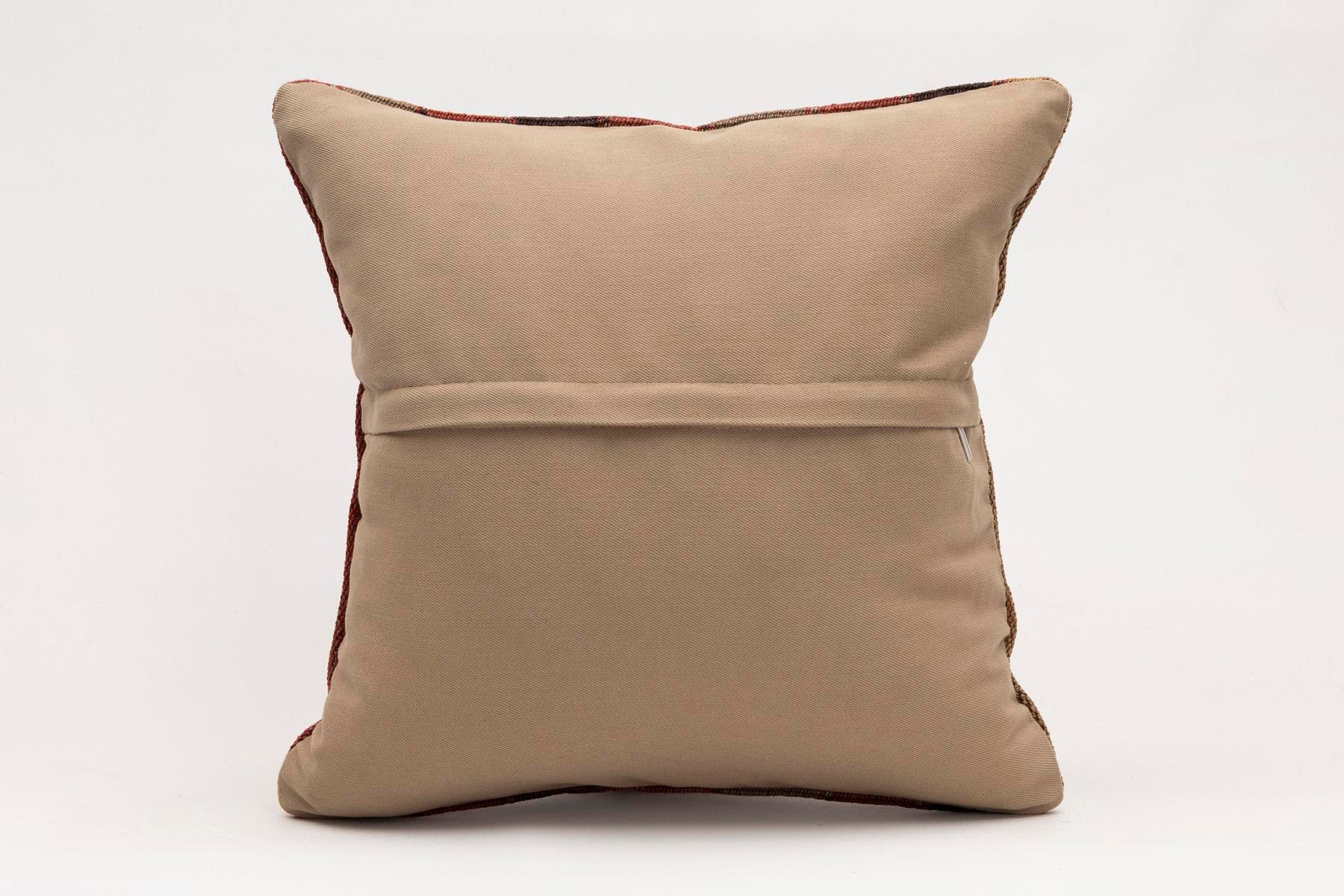 16x16 inches (40x40 cm) Kilim Pillow | KILIM WHOLESALE - Vintage Handmade Pillows - Vintage Handmade Kilim Rugs - It is 100% wool. Artistic and historical rugs. Old handwoven rugs. - Online hand woven rugs and kilim cushions sales. Shipping to a