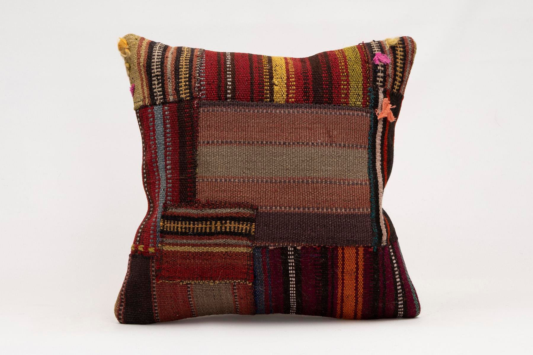 16x16 inches (40x40 cm) Kilim Pillow | KILIM WHOLESALE - Vintage Handmade Pillows - Vintage Handmade Kilim Rugs - It is 100% wool. Artistic and historical rugs. Old handwoven rugs. - Online hand woven rugs and kilim cushions sales. Shipping to a
