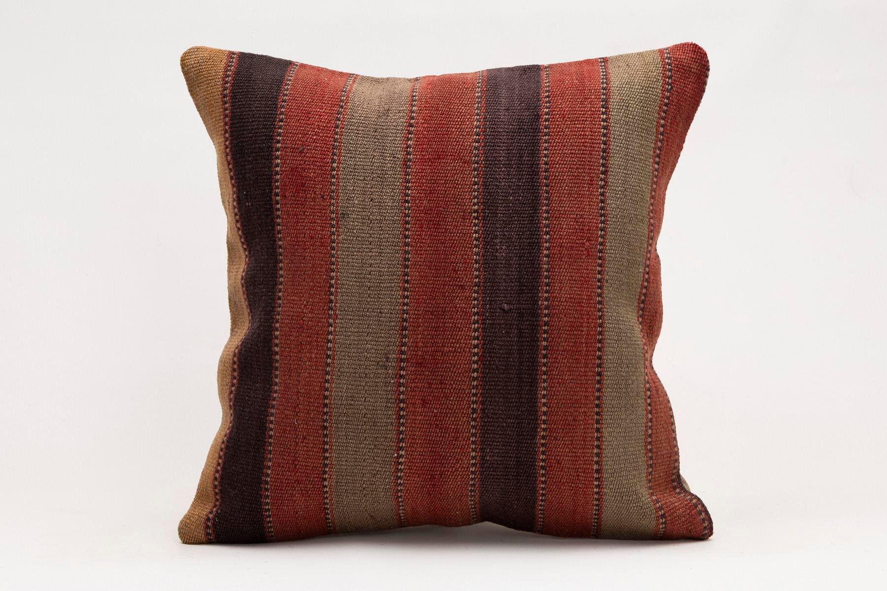 16x16 inches (40x40 cm) Kilim Pillow | KILIM WHOLESALE - Vintage Handmade Pillows - Vintage Handmade Kilim Rugs - It is 100% wool. Artistic and historical rugs. Old handwoven rugs. - Online hand woven rugs and kilim cushions sales. Shipping to a