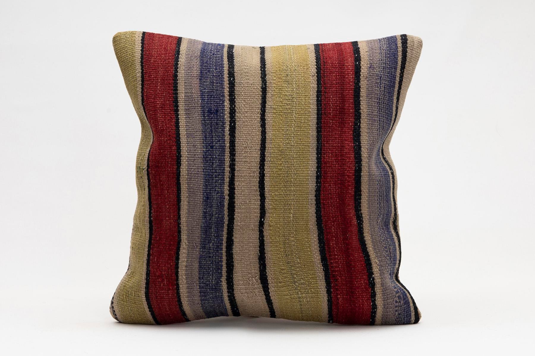 16x16 inches (40x40 cm) Kilim Pillow | KILIM WHOLESALE - Vintage Handmade Pillows - Vintage Handmade Kilim Rugs - It is 100% wool. Artistic and historical rugs. Old handwoven rugs. - Online hand woven rugs and kilim cushions sales. Shipping to a