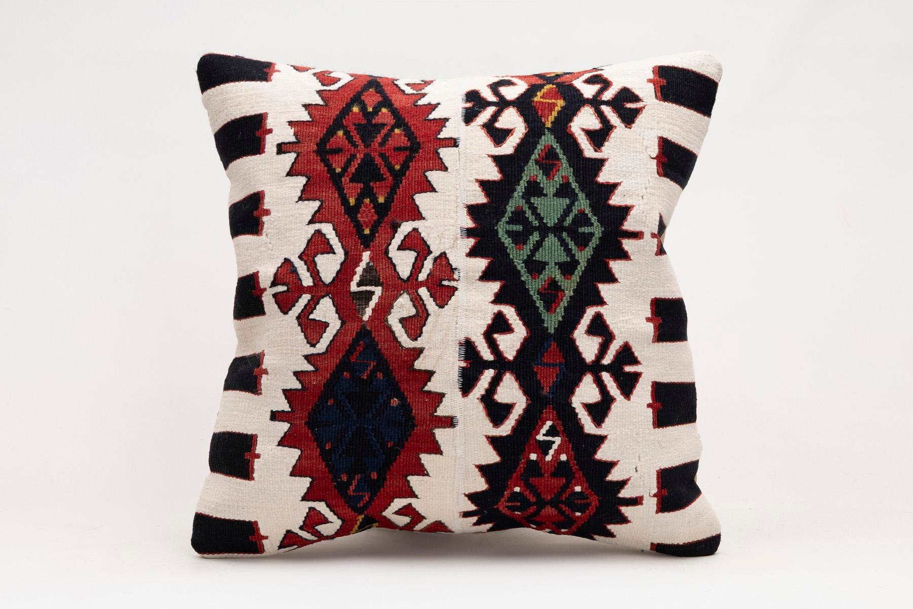 16x16 inches (40x40 cm) Kilim Pillow | KILIM WHOLESALE - Vintage Handmade Pillows - Vintage Handmade Kilim Rugs - It is 100% wool. Artistic and historical rugs. Old handwoven rugs. - Online hand woven rugs and kilim cushions sales. Shipping to a