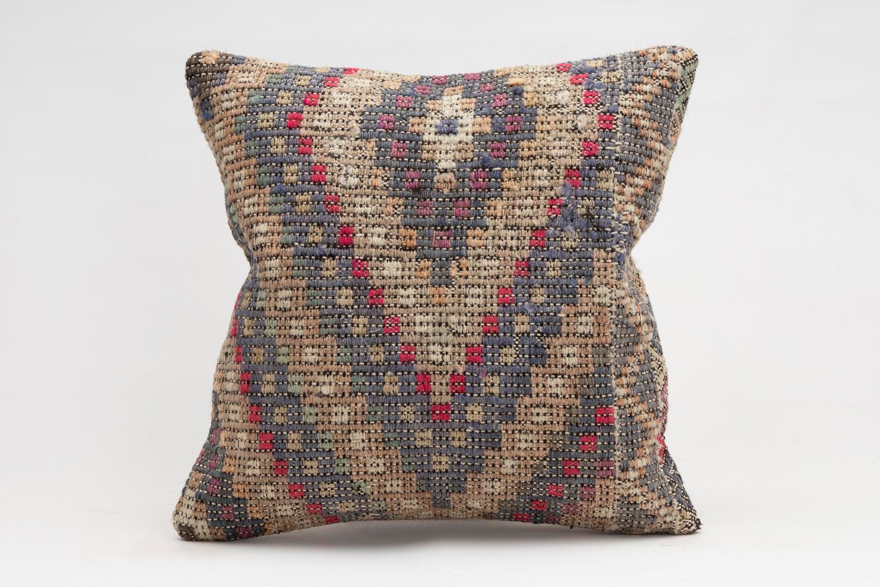 16x16 inches (40x40 cm) Kilim Pillow | KILIM WHOLESALE - Vintage Handmade Pillows - Vintage Handmade Kilim Rugs - It is 100% wool. Artistic and historical rugs. Old handwoven rugs. - Online hand woven rugs and kilim cushions sales. Shipping to a