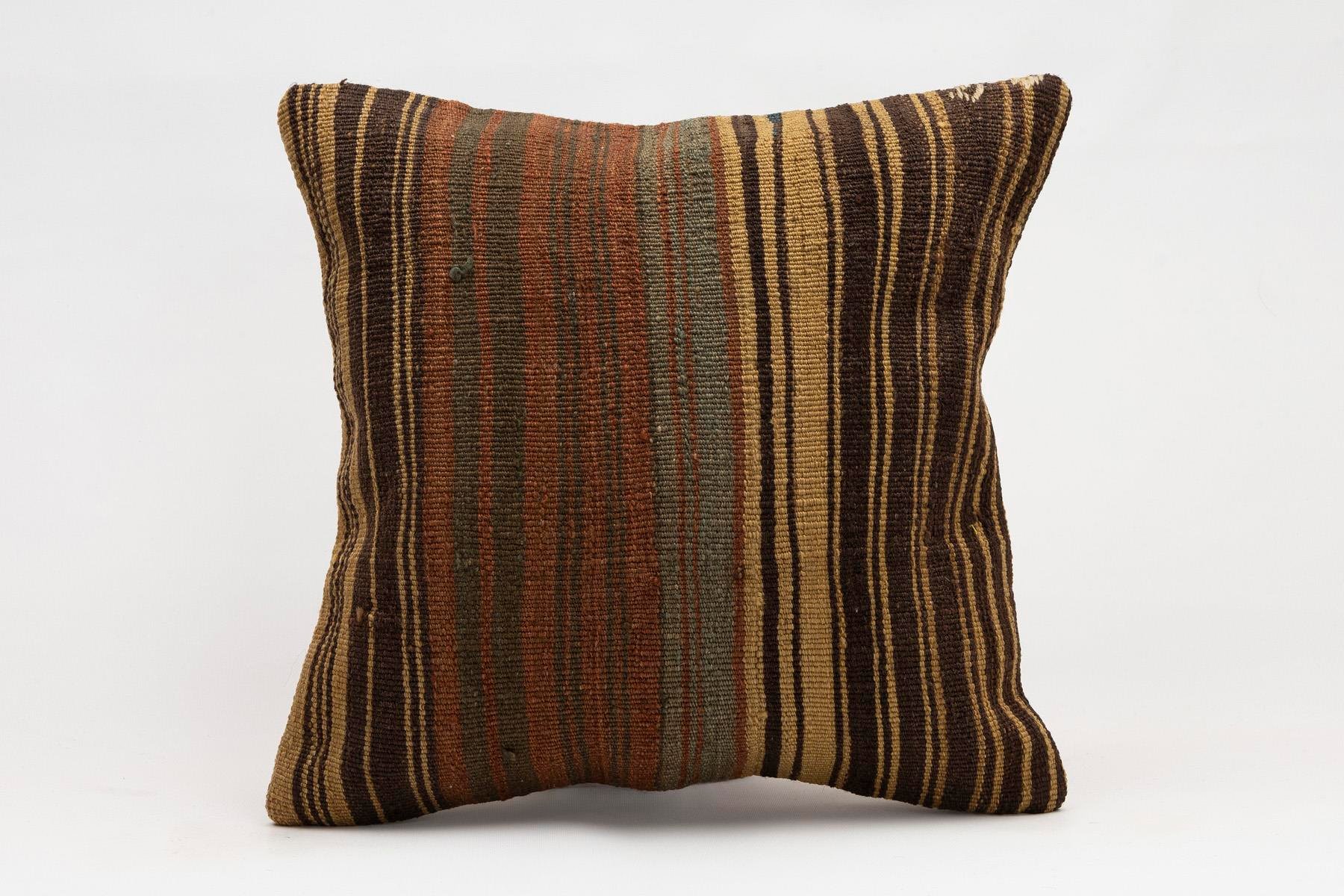 16x16 inches (40x40 cm) Kilim Pillow | KILIM WHOLESALE - Vintage Handmade Pillows - Vintage Handmade Kilim Rugs - It is 100% wool. Artistic and historical rugs. Old handwoven rugs. - Online hand woven rugs and kilim cushions sales. Shipping to a