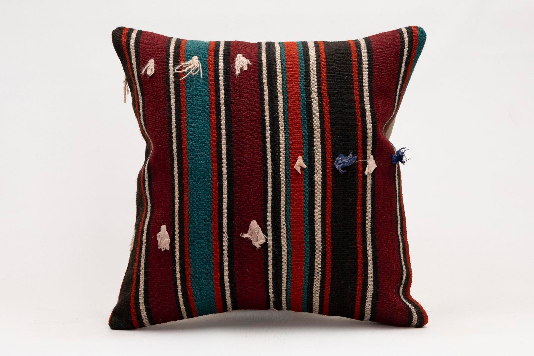 16x16 inches (40x40 cm) Kilim Pillow | KILIM WHOLESALE - Vintage Handmade Pillows - Vintage Handmade Kilim Rugs - It is 100% wool. Artistic and historical rugs. Old handwoven rugs. - Online hand woven rugs and kilim cushions sales. Shipping to a