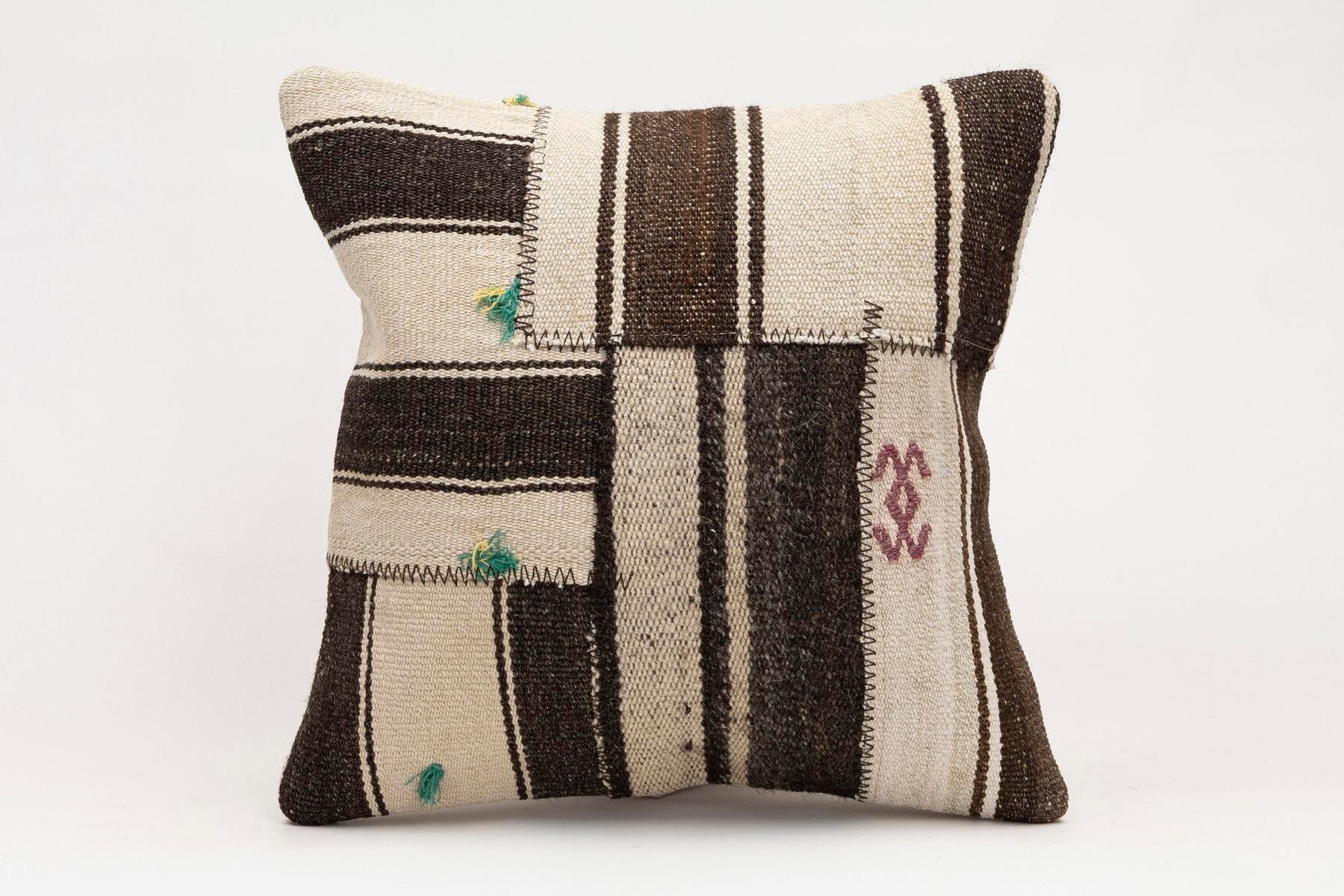 16x16 inches (40x40 cm) Kilim Pillow | KILIM WHOLESALE - Vintage Handmade Pillows - Vintage Handmade Kilim Rugs - It is 100% wool. Artistic and historical rugs. Old handwoven rugs. - Online hand woven rugs and kilim cushions sales. Shipping to a