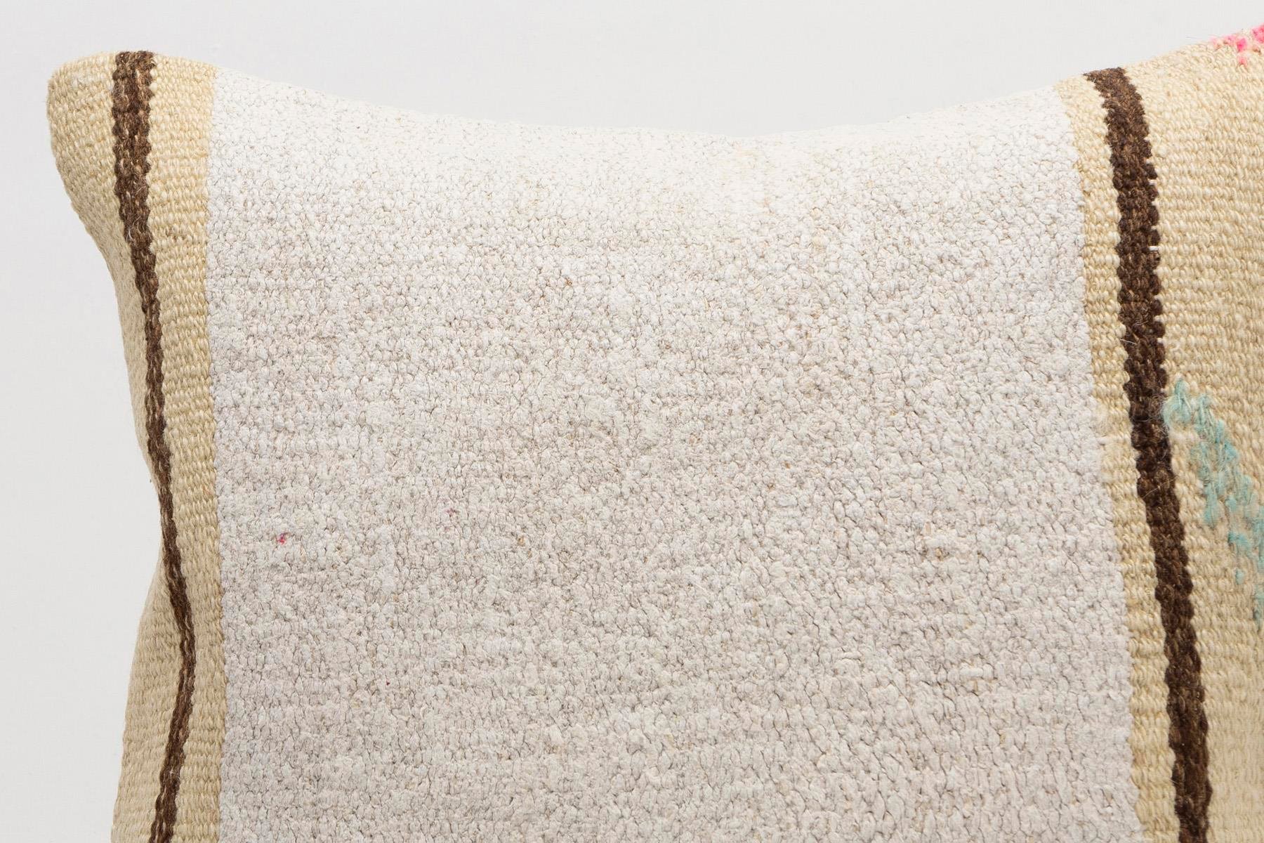 16x16 inches (40x40 cm) Kilim Pillow | KILIM WHOLESALE - Vintage Handmade Pillows - Vintage Handmade Kilim Rugs - It is 100% wool. Artistic and historical rugs. Old handwoven rugs. - Online hand woven rugs and kilim cushions sales. Shipping to a