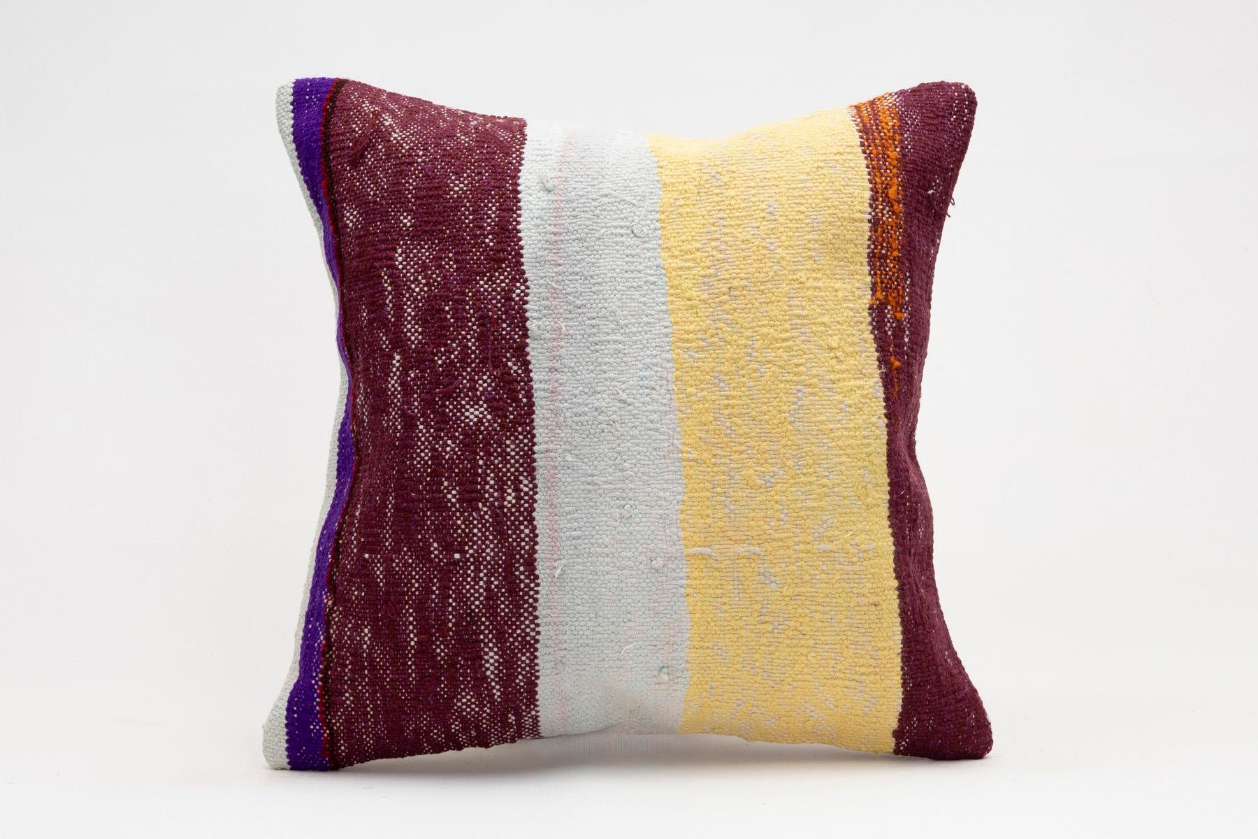 16x16 inches (40x40 cm) Kilim Pillow | KILIM WHOLESALE - Vintage Handmade Pillows - Vintage Handmade Kilim Rugs - It is 100% wool. Artistic and historical rugs. Old handwoven rugs. - Online hand woven rugs and kilim cushions sales. Shipping to a