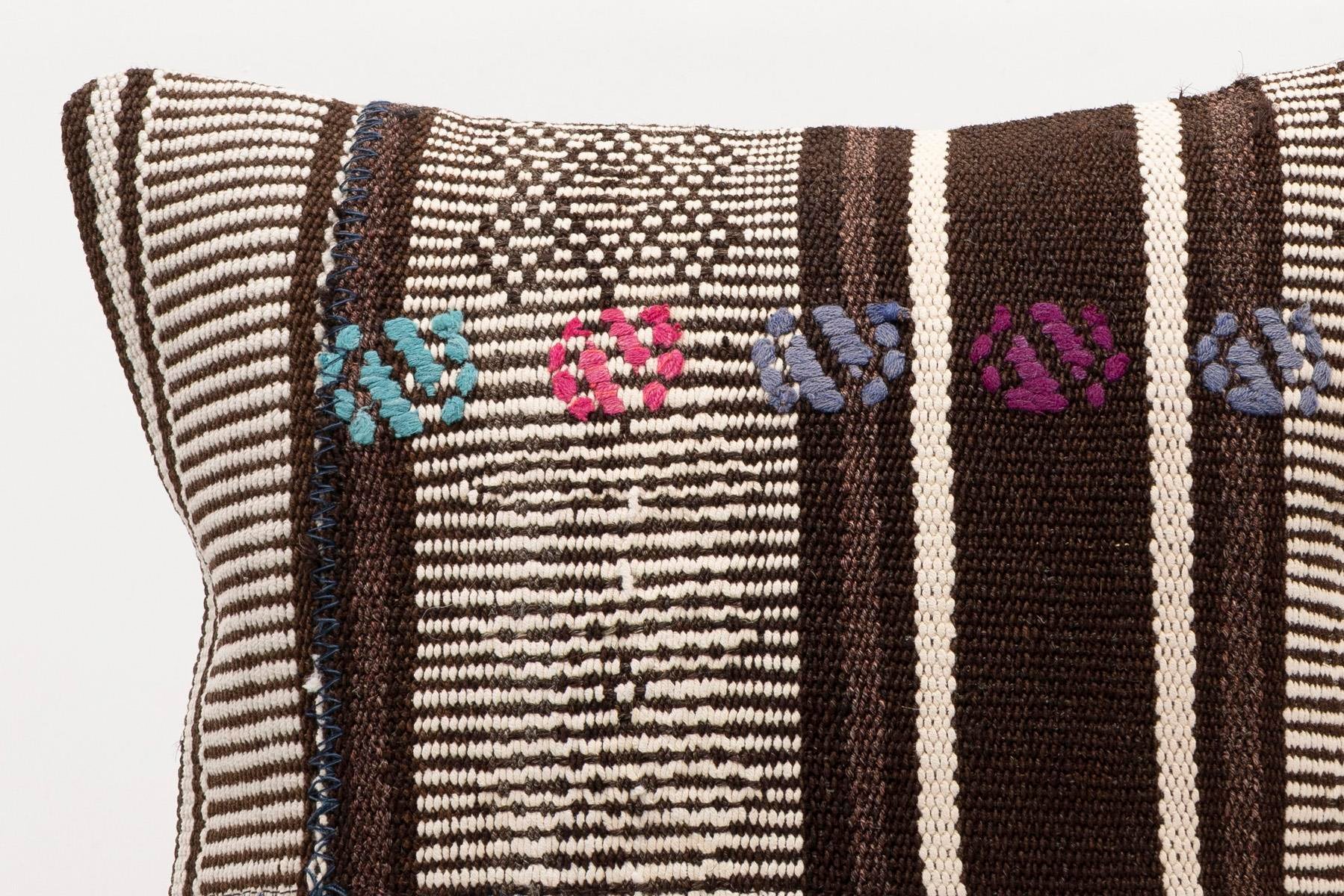 16x16 inches (40x40 cm) Kilim Pillow | KILIM WHOLESALE - Vintage Handmade Pillows - Vintage Handmade Kilim Rugs - It is 100% wool. Artistic and historical rugs. Old handwoven rugs. - Online hand woven rugs and kilim cushions sales. Shipping to a