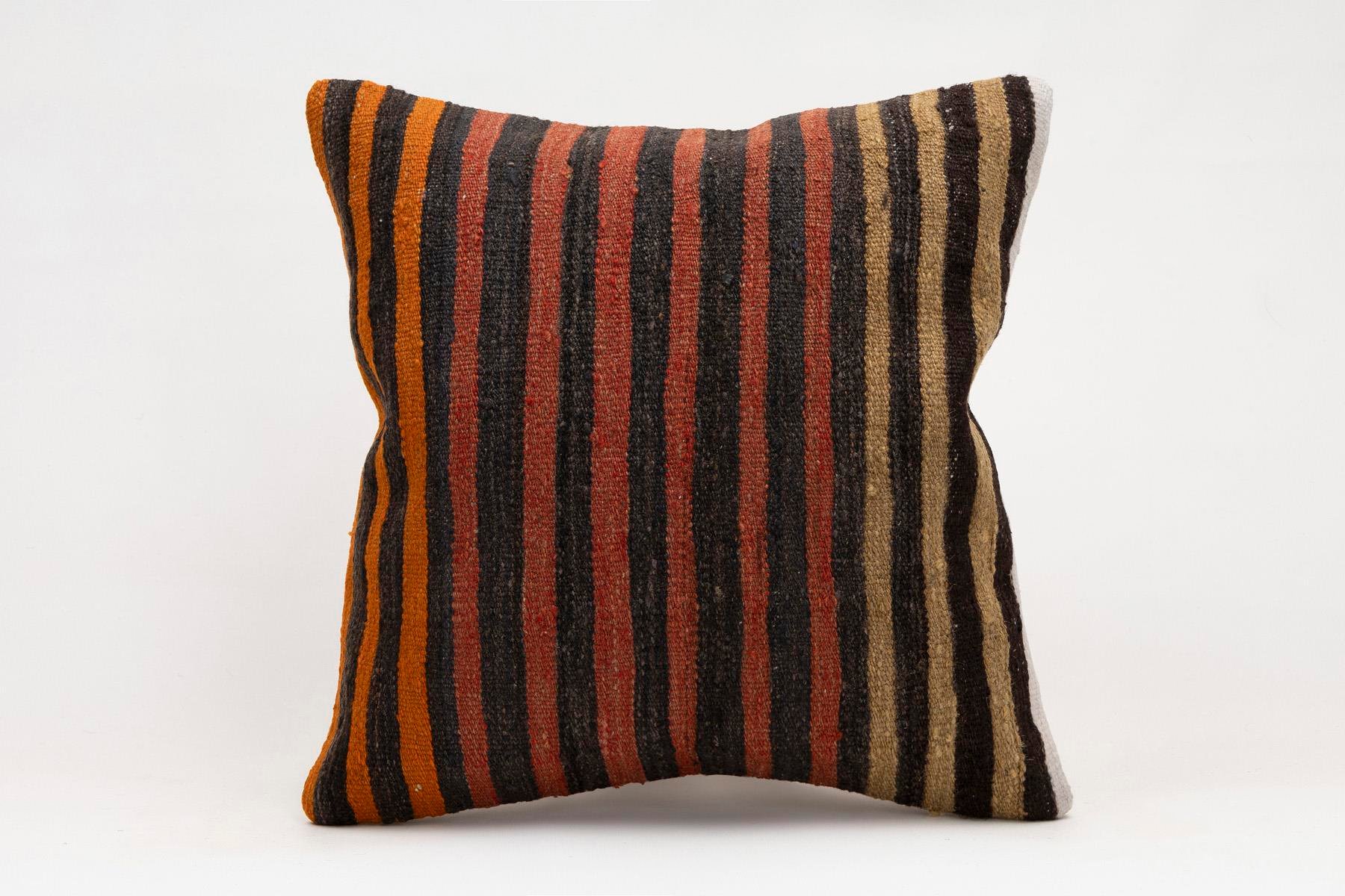 16x16 inches (40x40 cm) Kilim Pillow | KILIM WHOLESALE - Vintage Handmade Pillows - Vintage Handmade Kilim Rugs - It is 100% wool. Artistic and historical rugs. Old handwoven rugs. - Online hand woven rugs and kilim cushions sales. Shipping to a