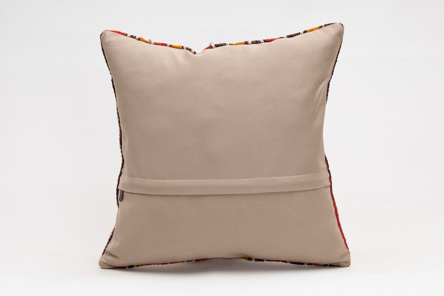 16x16 inches (40x40 cm) Kilim Pillow | KILIM WHOLESALE - Vintage Handmade Pillows - Vintage Handmade Kilim Rugs - It is 100% wool. Artistic and historical rugs. Old handwoven rugs. - Online hand woven rugs and kilim cushions sales. Shipping to a