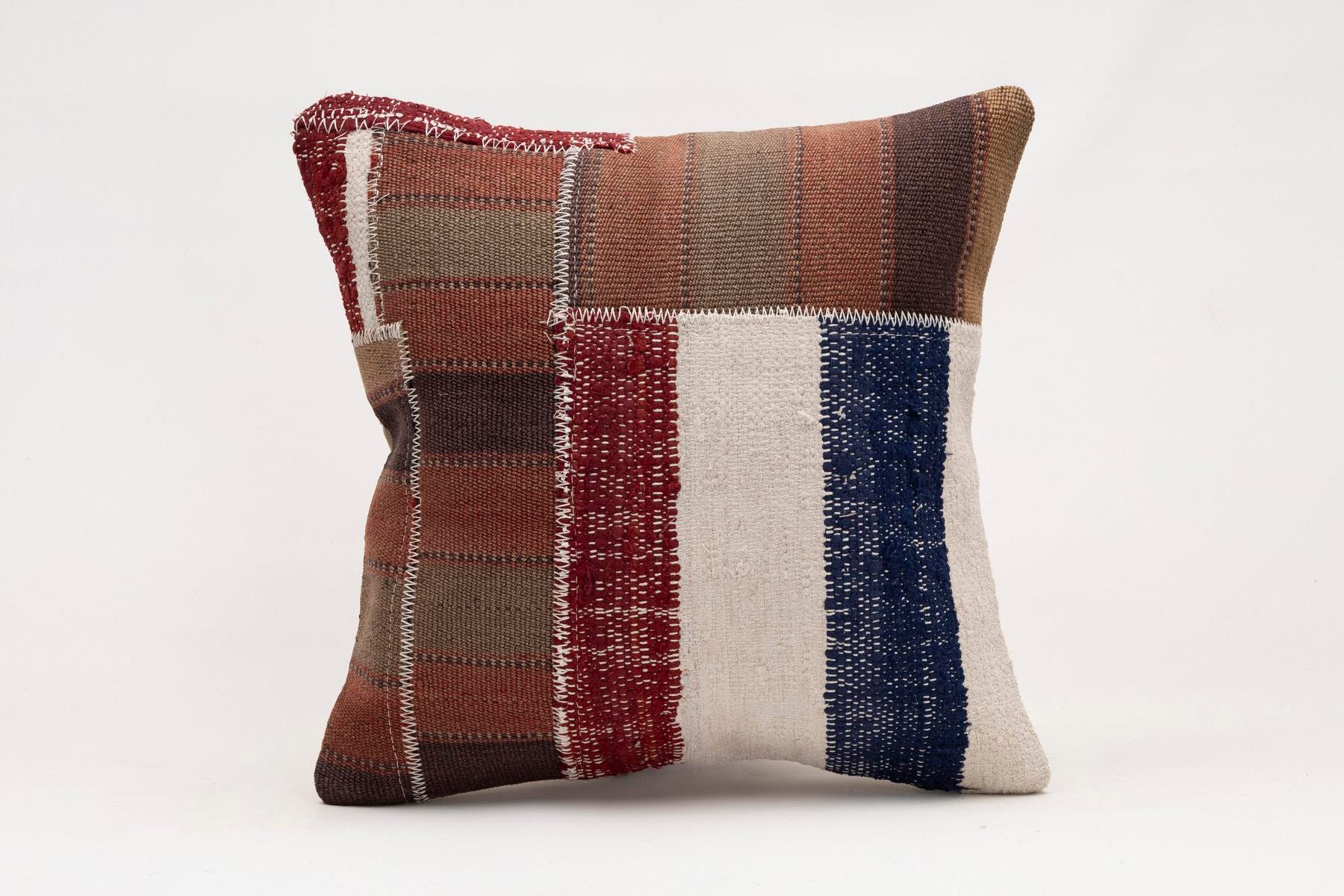 16x16 inches (40x40 cm) Kilim Pillow | KILIM WHOLESALE - Vintage Handmade Pillows - Vintage Handmade Kilim Rugs - It is 100% wool. Artistic and historical rugs. Old handwoven rugs. - Online hand woven rugs and kilim cushions sales. Shipping to a