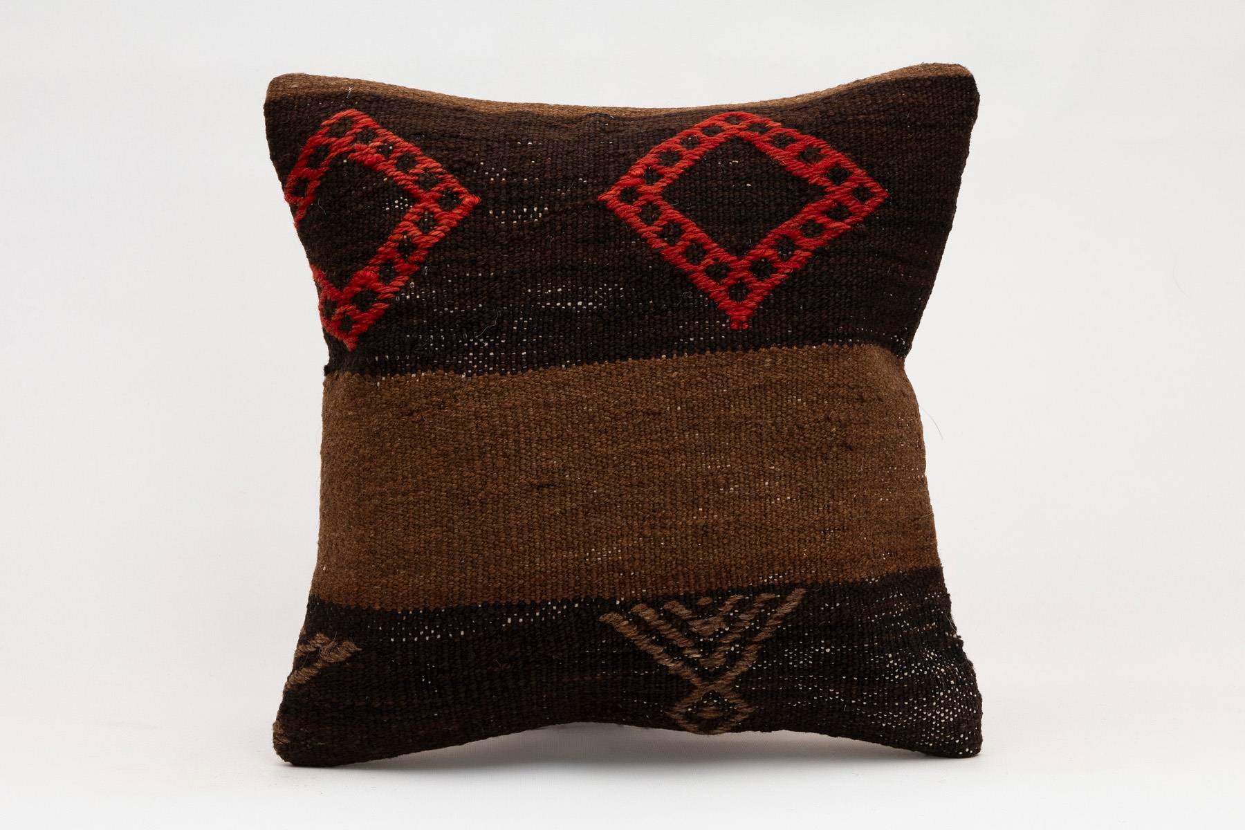 16x16 inches (40x40 cm) Kilim Pillow | KILIM WHOLESALE - Vintage Handmade Pillows - Vintage Handmade Kilim Rugs - It is 100% wool. Artistic and historical rugs. Old handwoven rugs. - Online hand woven rugs and kilim cushions sales. Shipping to a