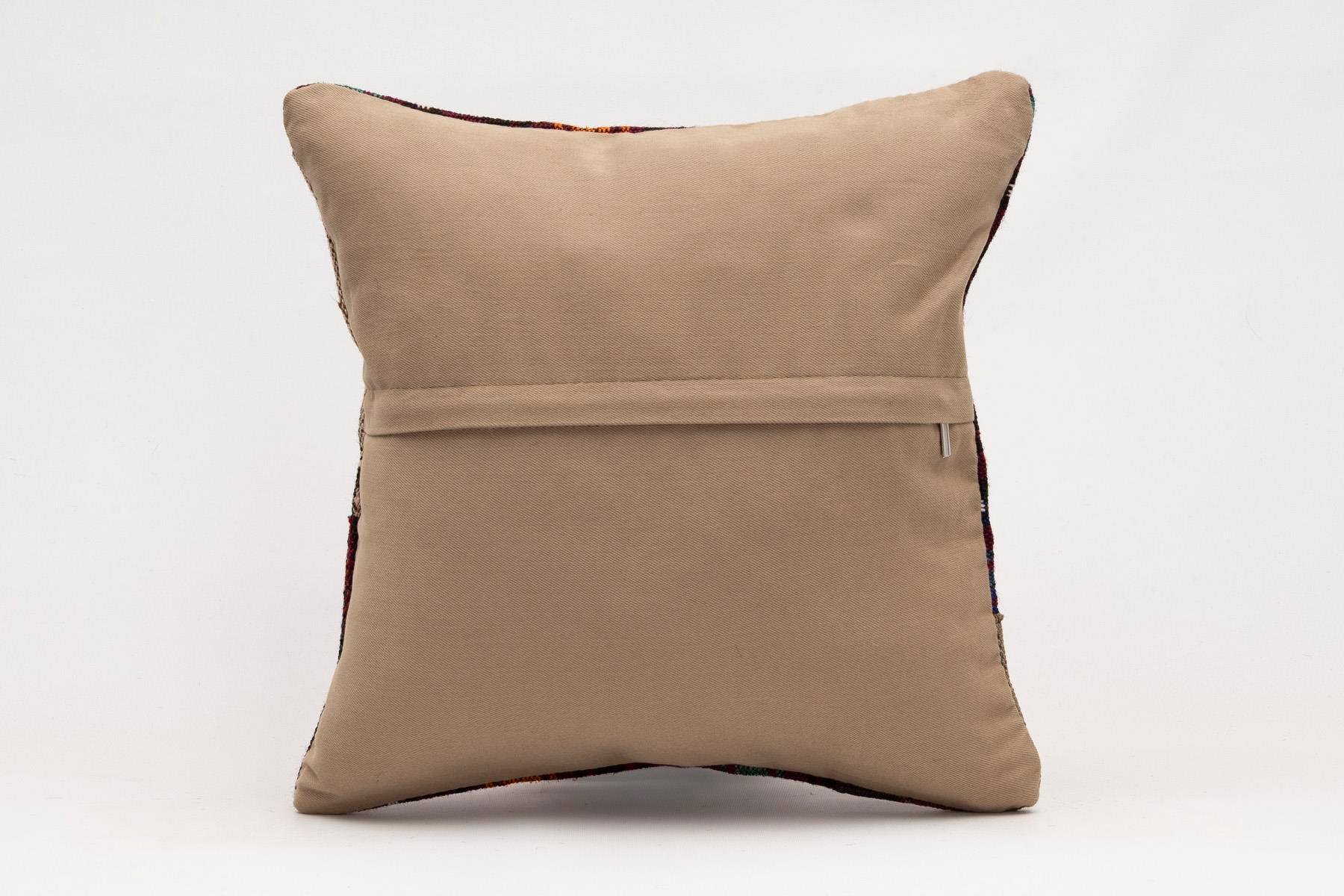 16x16 inches (40x40 cm) Kilim Pillow | KILIM WHOLESALE - Vintage Handmade Pillows - Vintage Handmade Kilim Rugs - It is 100% wool. Artistic and historical rugs. Old handwoven rugs. - Online hand woven rugs and kilim cushions sales. Shipping to a