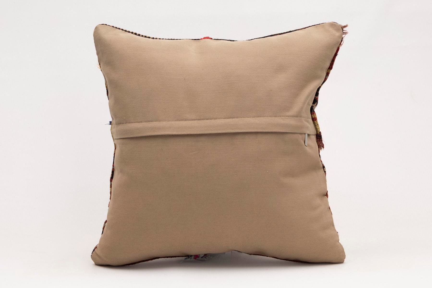 16x16 inches (40x40 cm) Kilim Pillow | KILIM WHOLESALE - Vintage Handmade Pillows - Vintage Handmade Kilim Rugs - It is 100% wool. Artistic and historical rugs. Old handwoven rugs. - Online hand woven rugs and kilim cushions sales. Shipping to a