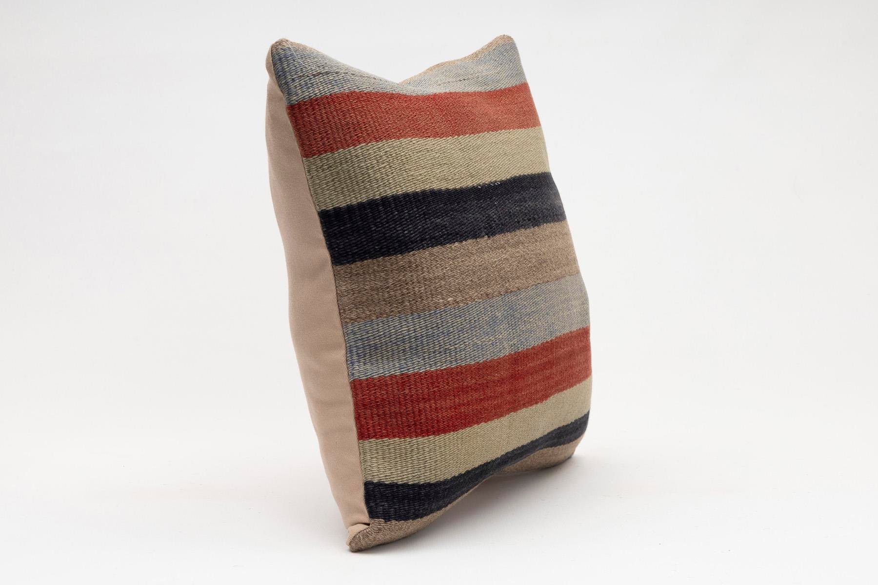 16x16 inches (40x40 cm) Kilim Pillow | KILIM WHOLESALE - Vintage Handmade Pillows - Vintage Handmade Kilim Rugs - It is 100% wool. Artistic and historical rugs. Old handwoven rugs. - Online hand woven rugs and kilim cushions sales. Shipping to a