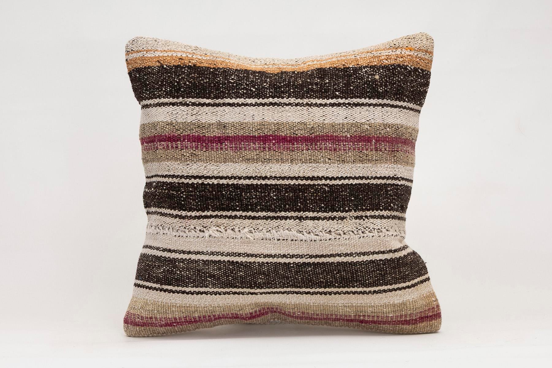 16x16 inches (40x40 cm) Kilim Pillow | KILIM WHOLESALE - Vintage Handmade Pillows - Vintage Handmade Kilim Rugs - It is 100% wool. Artistic and historical rugs. Old handwoven rugs. - Online hand woven rugs and kilim cushions sales. Shipping to a