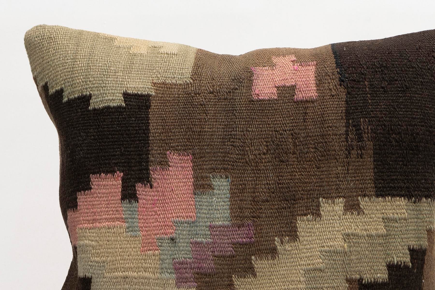 16x16 inches (40x40 cm) Kilim Pillow | KILIM WHOLESALE - Vintage Handmade Pillows - Vintage Handmade Kilim Rugs - It is 100% wool. Artistic and historical rugs. Old handwoven rugs. - Online hand woven rugs and kilim cushions sales. Shipping to a