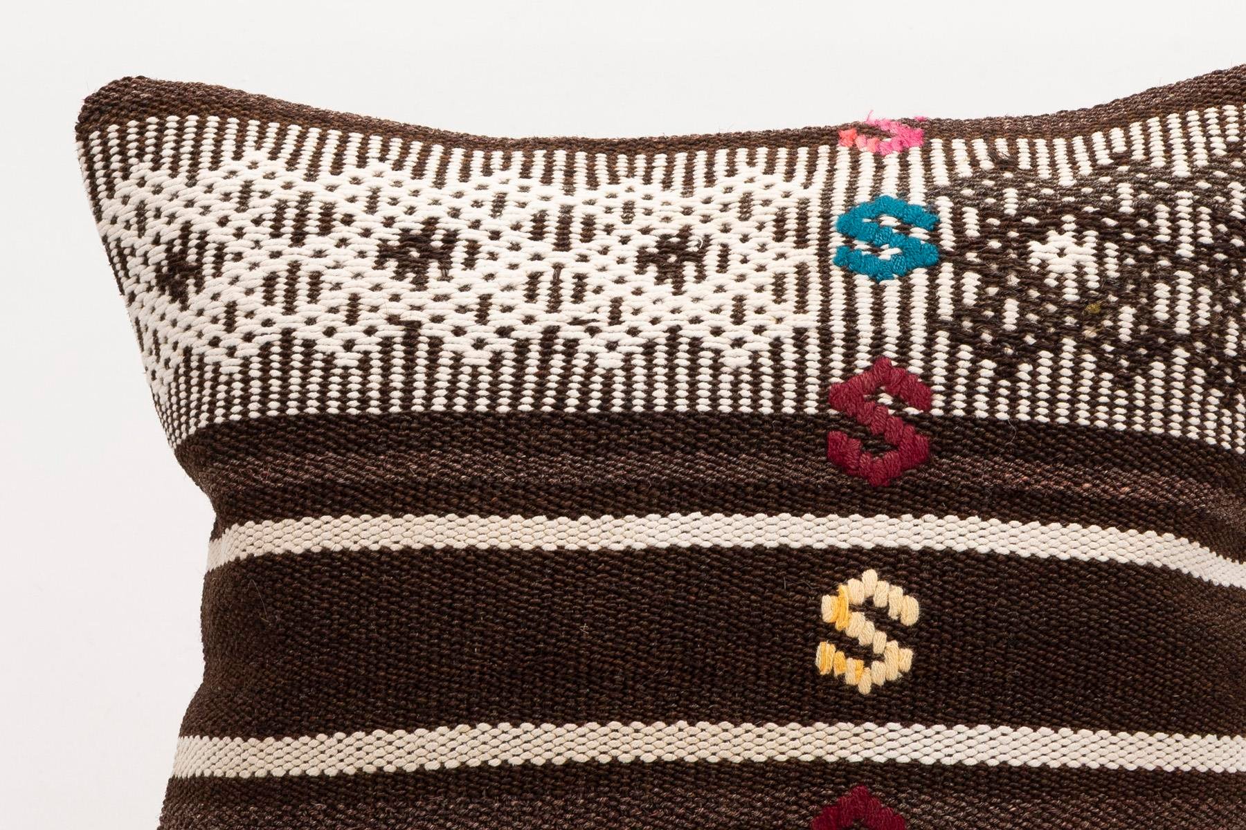 16x16 inches (40x40 cm) Kilim Pillow | KILIM WHOLESALE - Vintage Handmade Pillows - Vintage Handmade Kilim Rugs - It is 100% wool. Artistic and historical rugs. Old handwoven rugs. - Online hand woven rugs and kilim cushions sales. Shipping to a