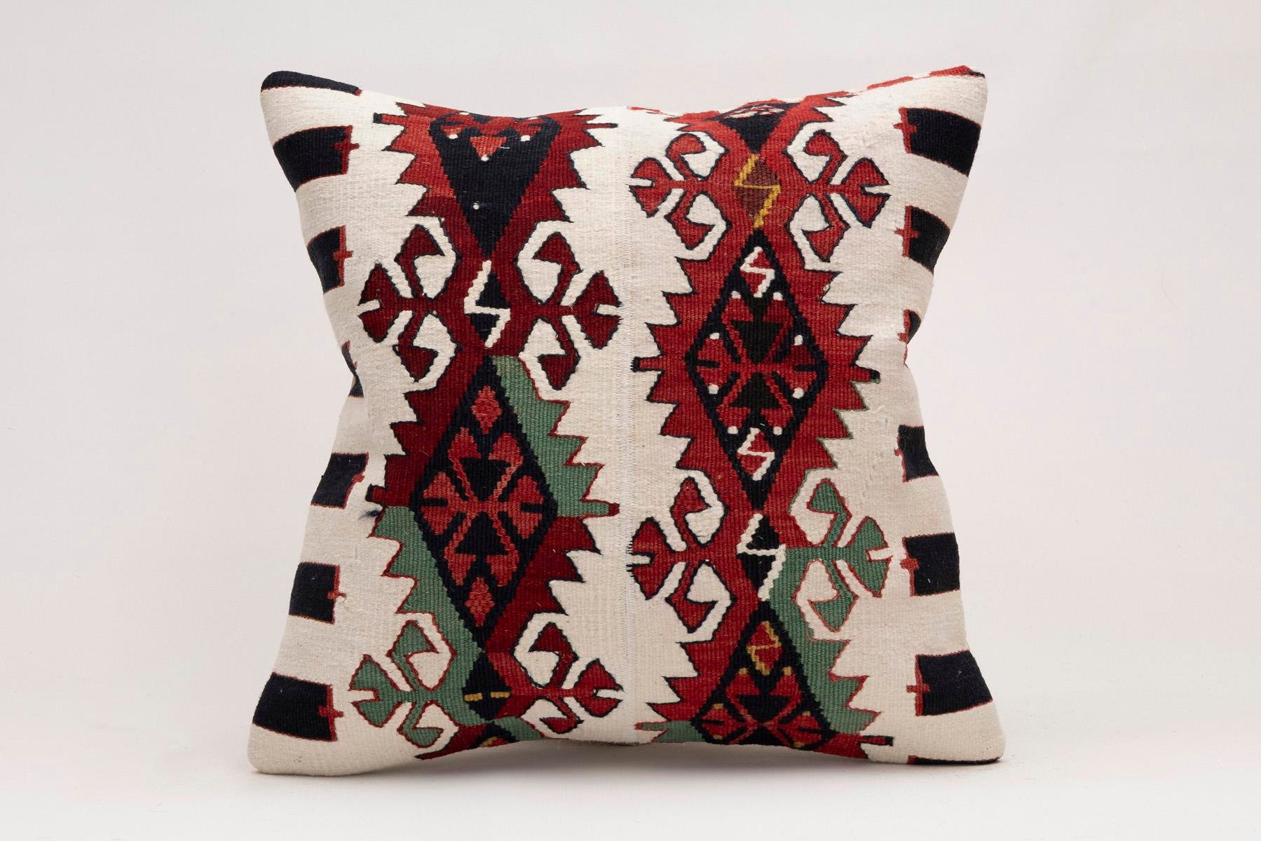 16x16 inches (40x40 cm) Kilim Pillow | KILIM WHOLESALE - Vintage Handmade Pillows - Vintage Handmade Kilim Rugs - It is 100% wool. Artistic and historical rugs. Old handwoven rugs. - Online hand woven rugs and kilim cushions sales. Shipping to a