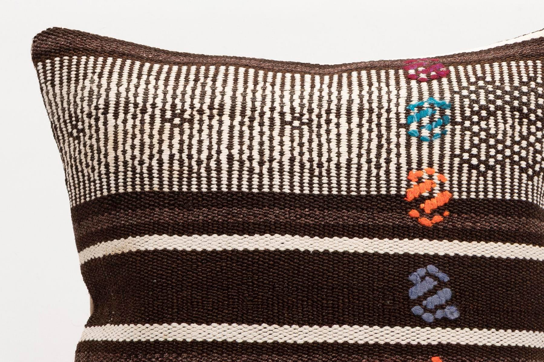 16x16 inches (40x40 cm) Kilim Pillow | KILIM WHOLESALE - Vintage Handmade Pillows - Vintage Handmade Kilim Rugs - It is 100% wool. Artistic and historical rugs. Old handwoven rugs. - Online hand woven rugs and kilim cushions sales. Shipping to a