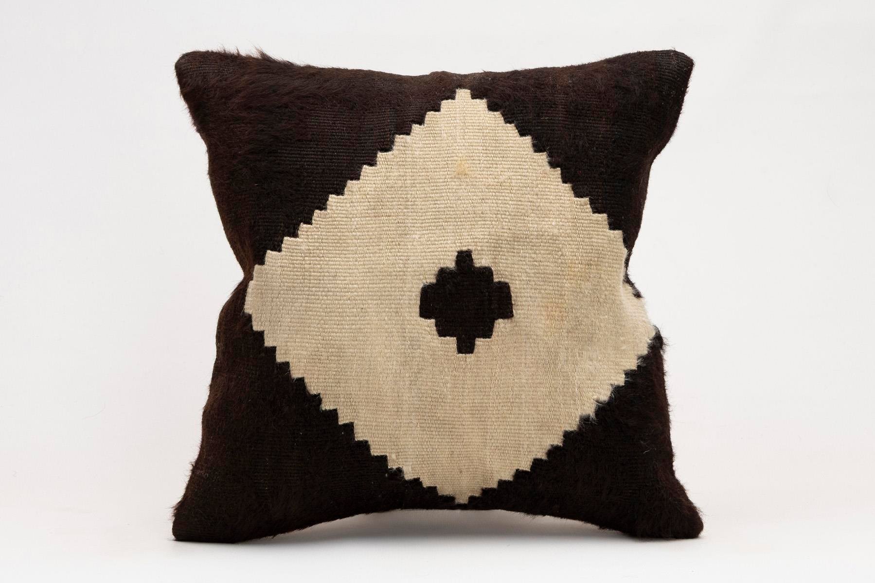 16x16 inches (40x40 cm) Kilim Pillow | KILIM WHOLESALE - Vintage Handmade Pillows - Vintage Handmade Kilim Rugs - It is 100% wool. Artistic and historical rugs. Old handwoven rugs. - Online hand woven rugs and kilim cushions sales. Shipping to a