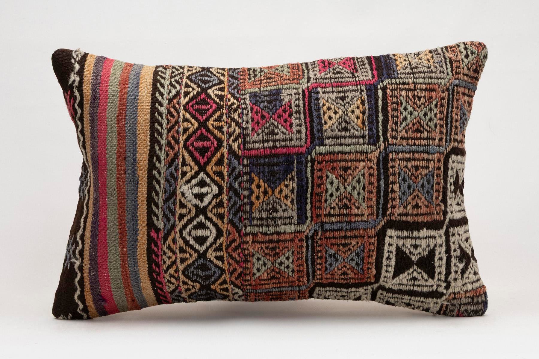 16x24 inches (40x60 cm) Kilim Pillow | KILIM WHOLESALE - Vintage Handmade Pillows - Vintage Handmade Kilim Rugs - It is 100% wool. Artistic and historical rugs. Old handwoven rugs. - Online hand woven rugs and kilim cushions sales. Shipping to a