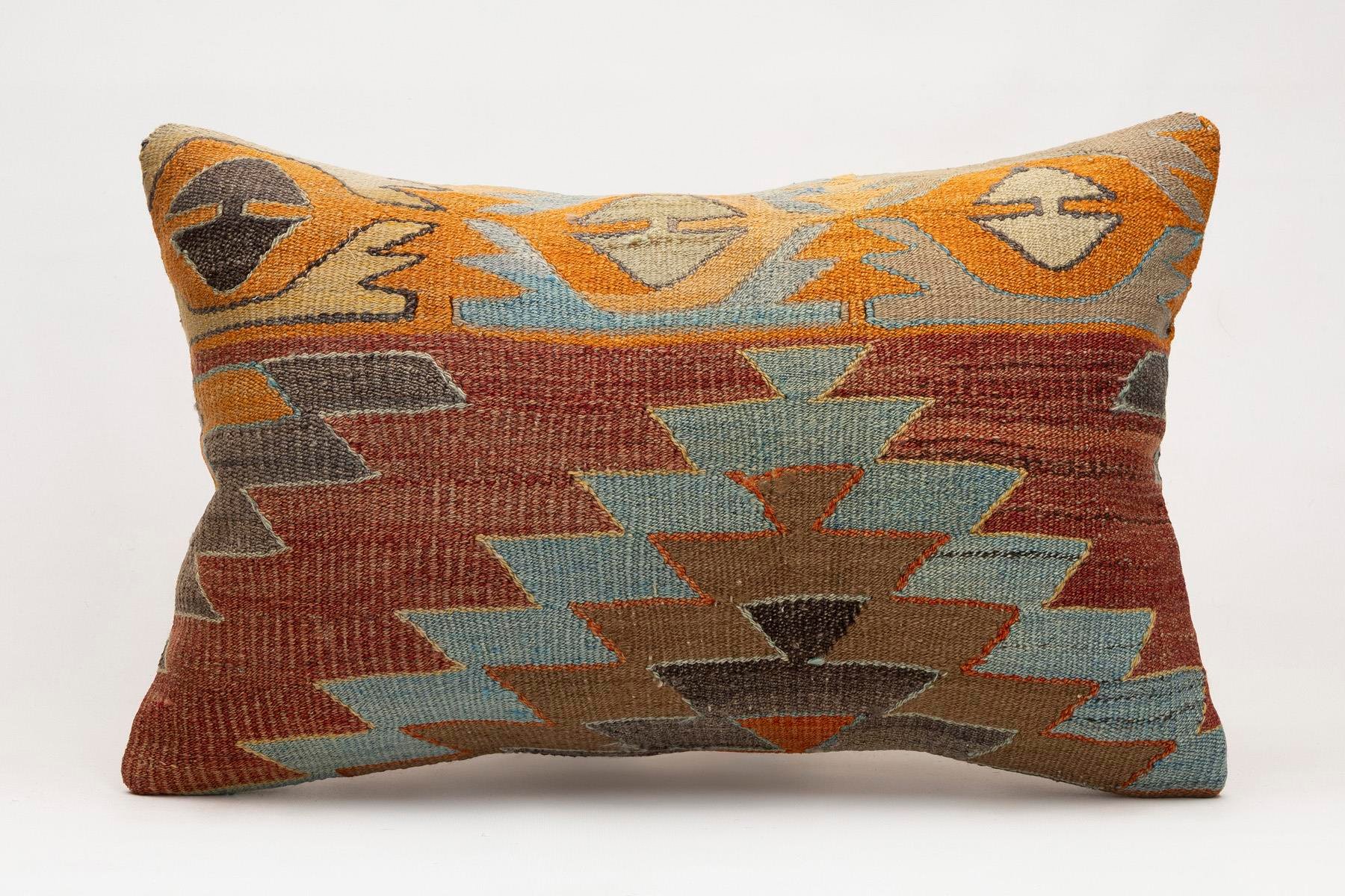 16x24 inches (40x60 cm) Kilim Pillow | KILIM WHOLESALE - Vintage Handmade Pillows - Vintage Handmade Kilim Rugs - It is 100% wool. Artistic and historical rugs. Old handwoven rugs. - Online hand woven rugs and kilim cushions sales. Shipping to a
